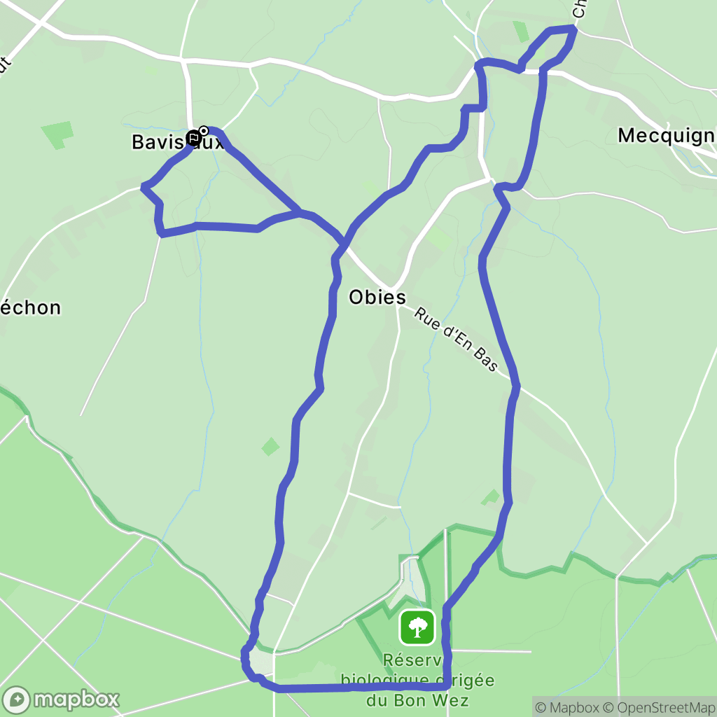 Obies : carte du parcours de randonnée - France