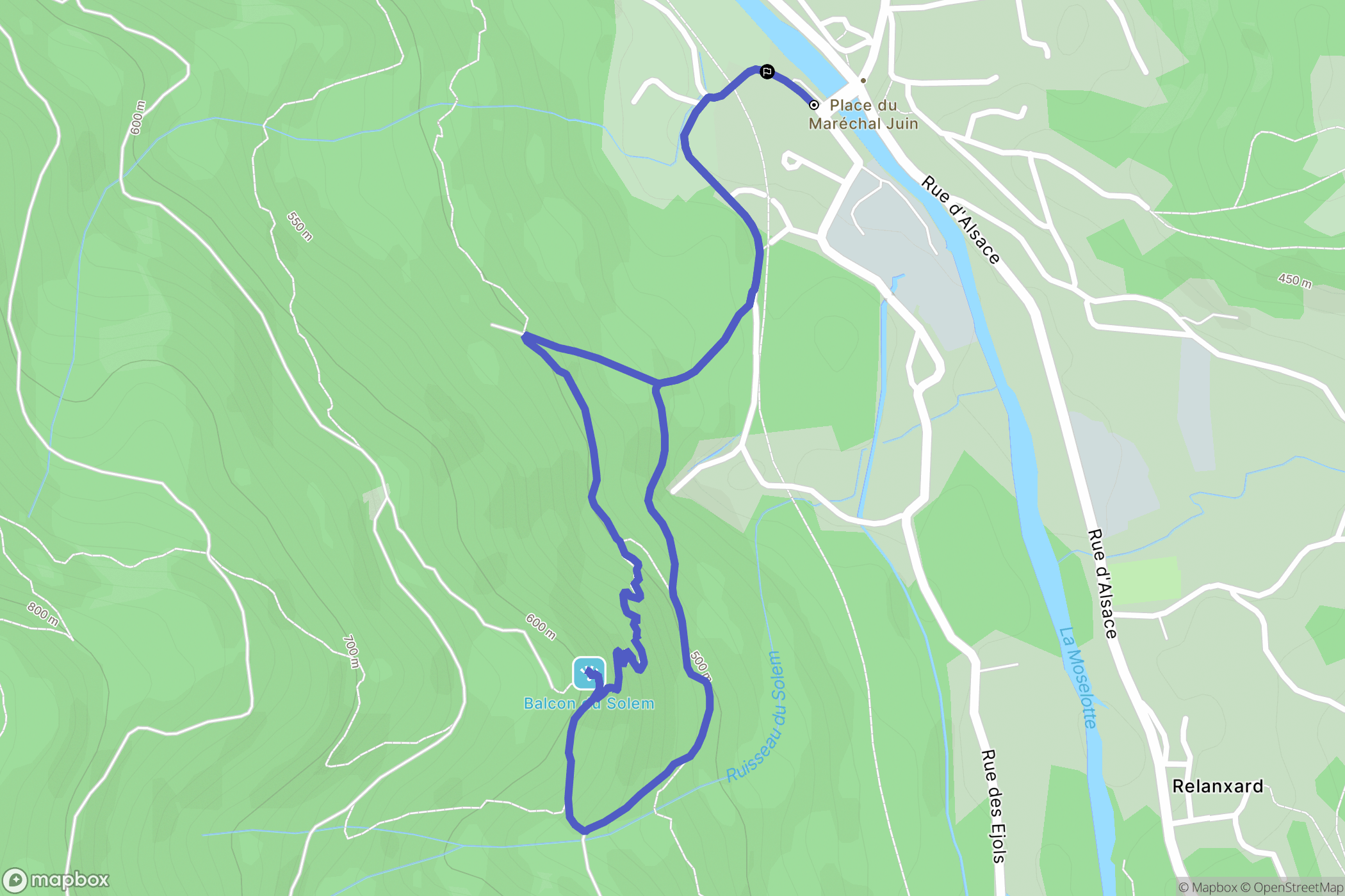 Vagney : carte du parcours de randonnée - France