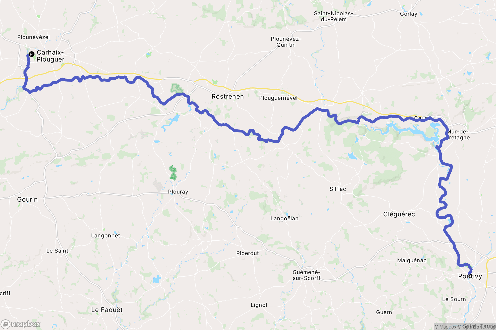 Pontivy : carte du parcours de randonnée - France