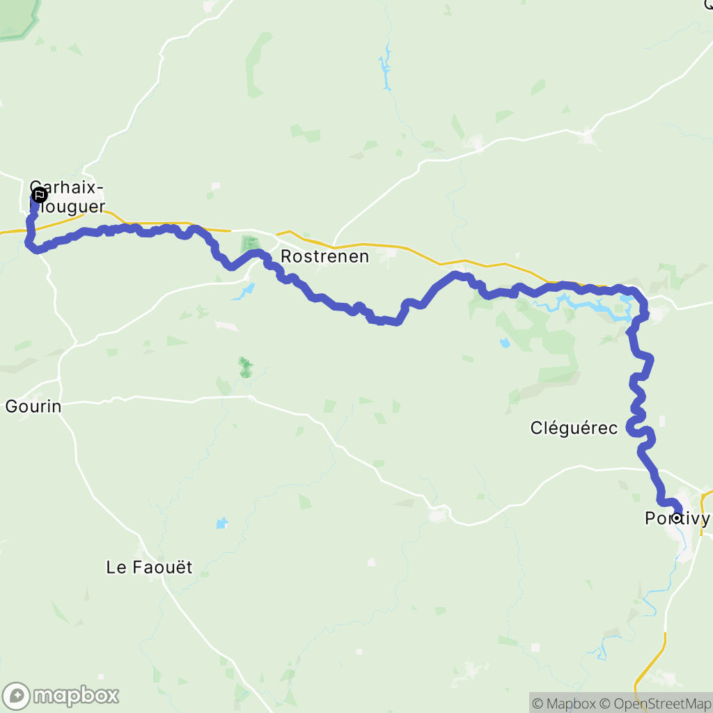 Pontivy : carte du parcours de randonnée - France