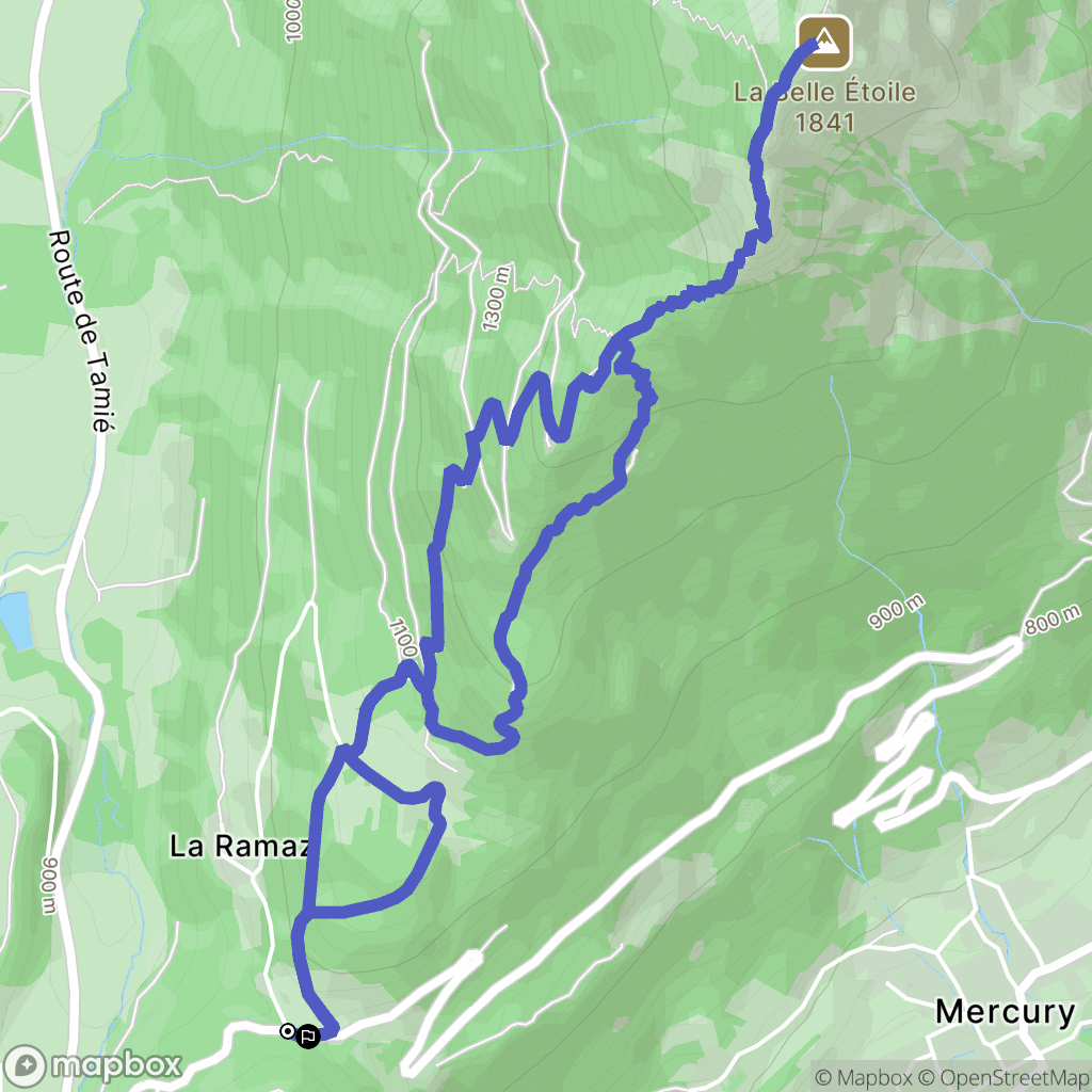 Mercury : carte du parcours de randonnée - France