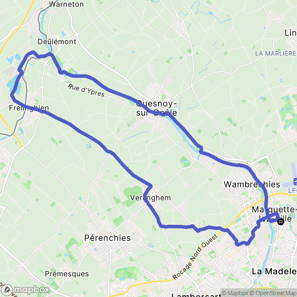 Marquette-lez-Lille : carte du parcours de randonnée - France