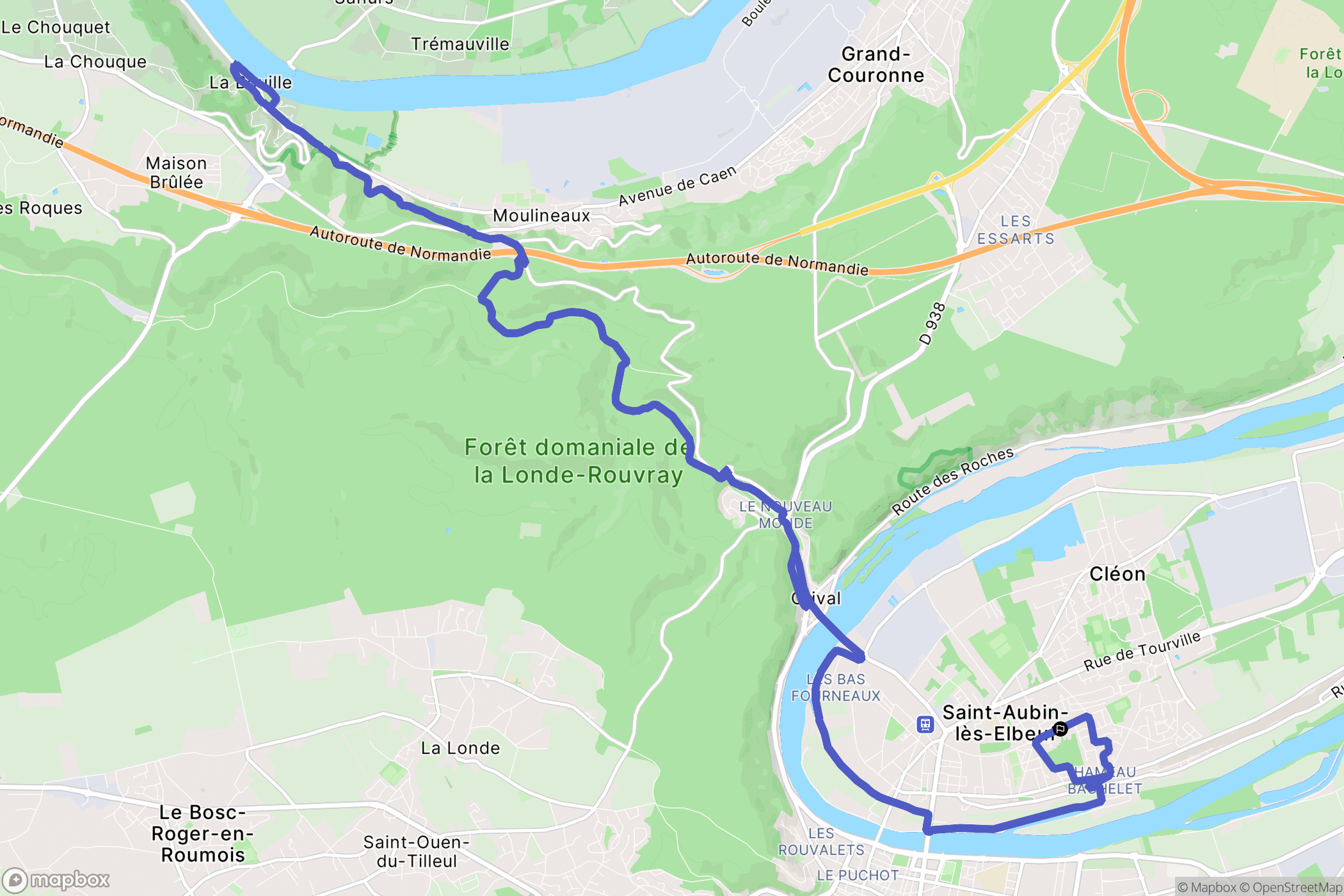 Saint-Aubin-lès-Elbeuf : carte du parcours de randonnée - France