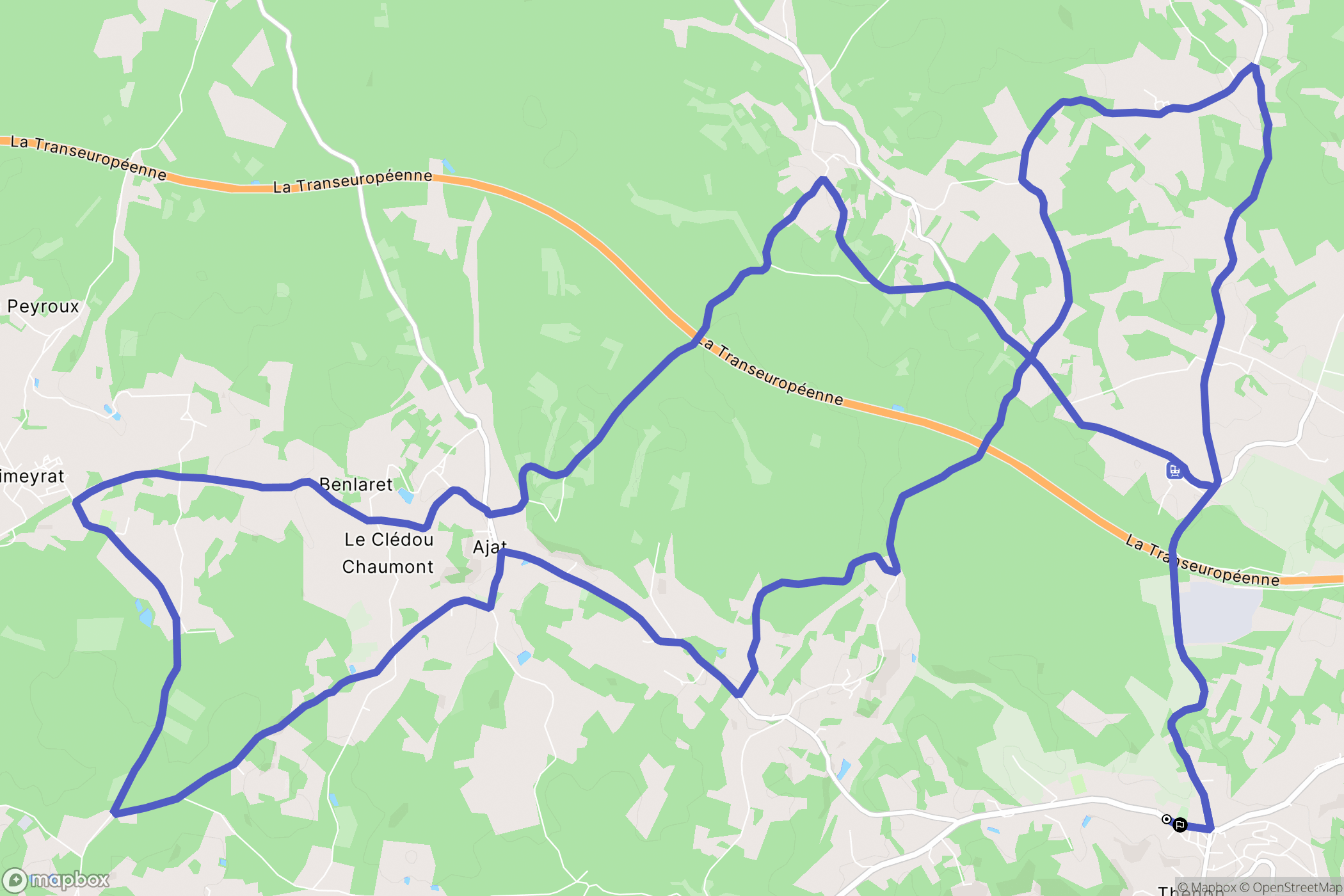 Thenon : carte du parcours de randonnée - France