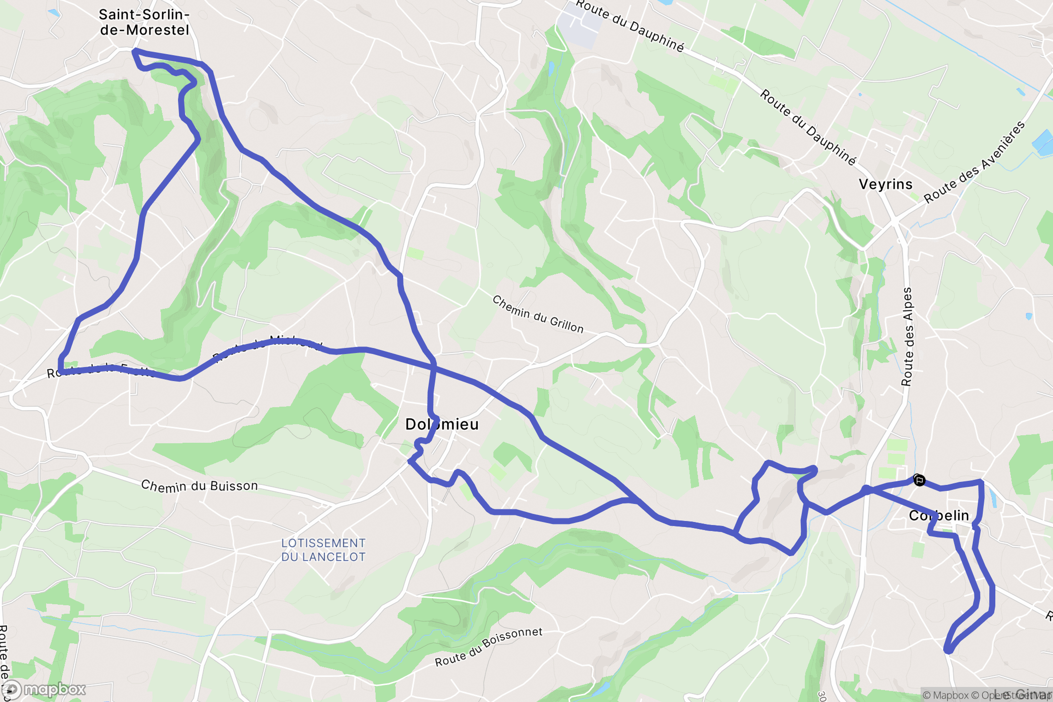 Corbelin : carte du parcours de randonnée - France