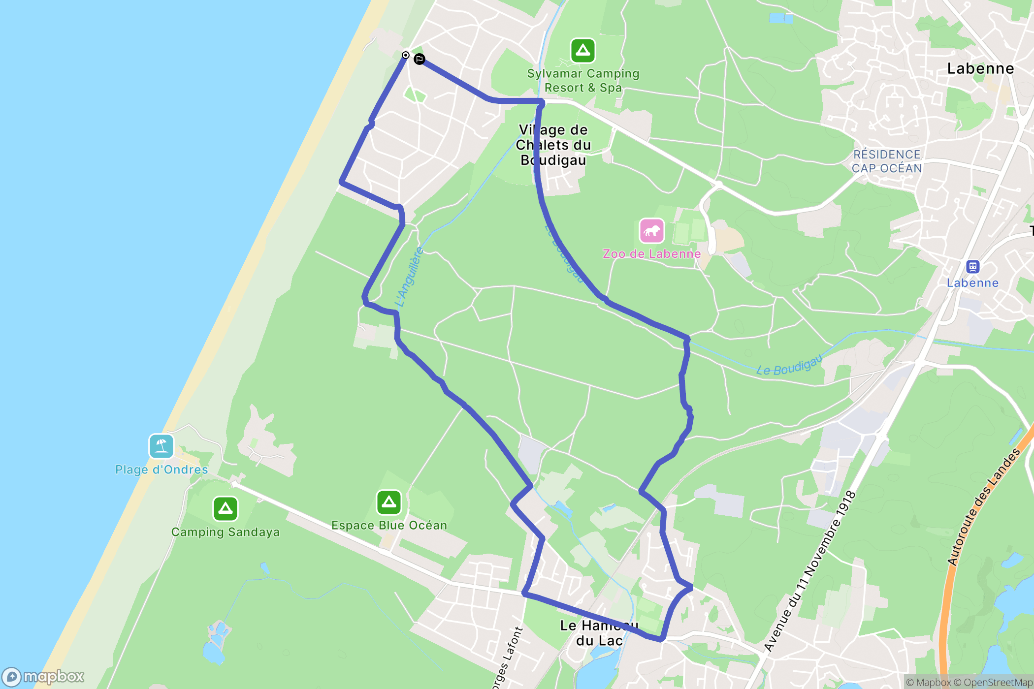Labenne : carte du parcours de randonnée - France