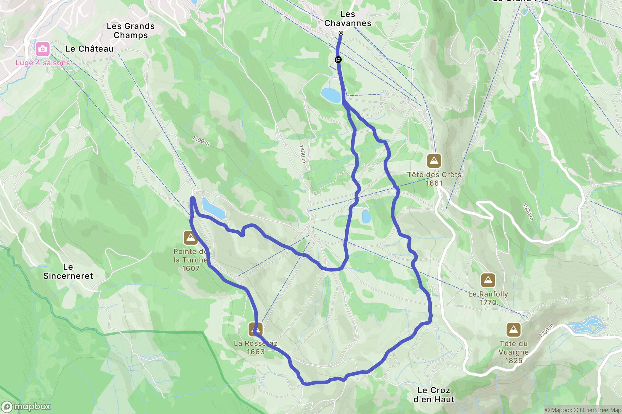 Les Gets : carte du parcours de randonnée - France