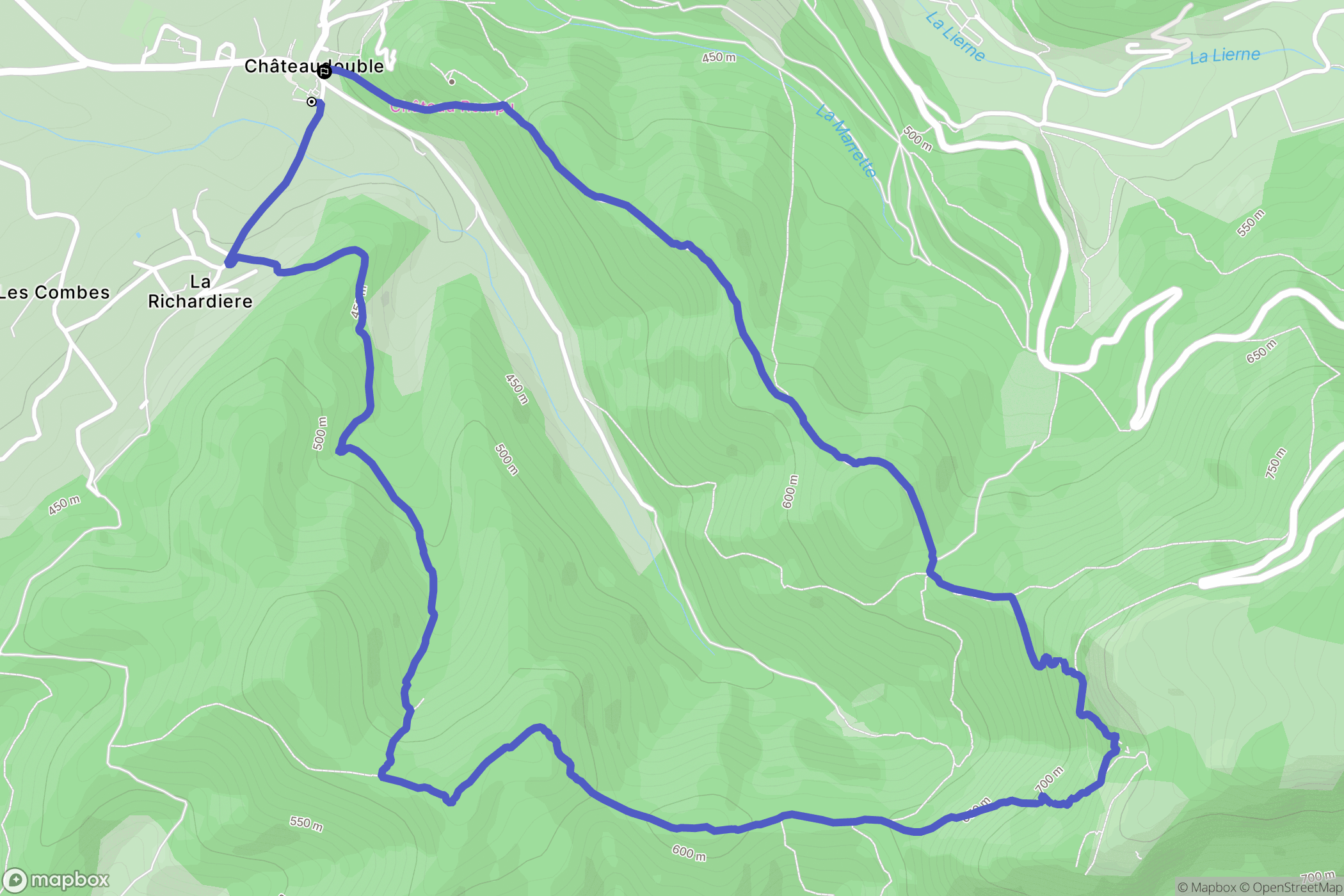 Châteaudouble : carte du parcours de randonnée - France