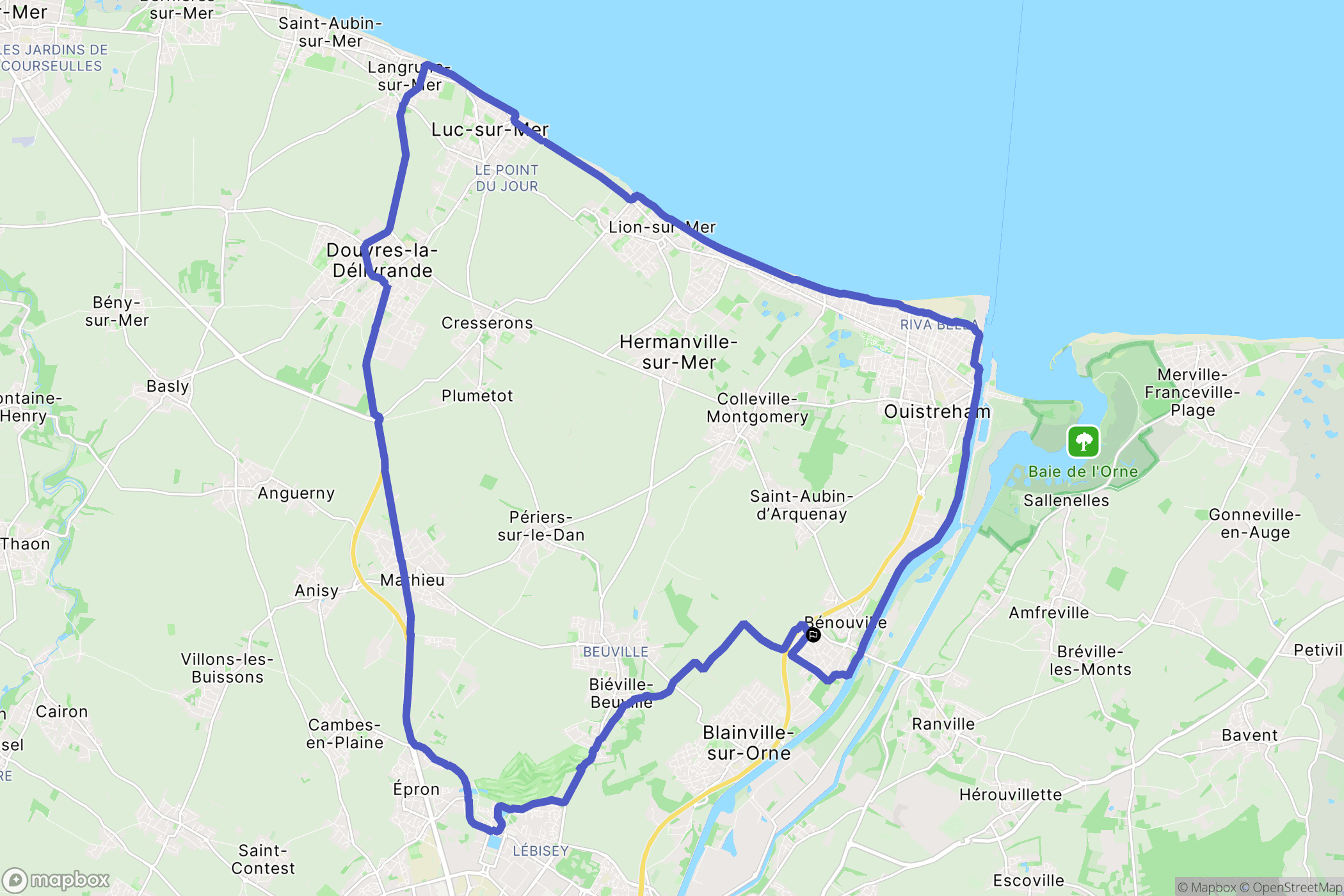 Bénouville : carte du parcours de randonnée - France