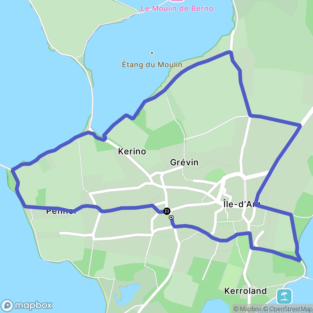Île-d'Arz : carte du parcours de randonnée - France