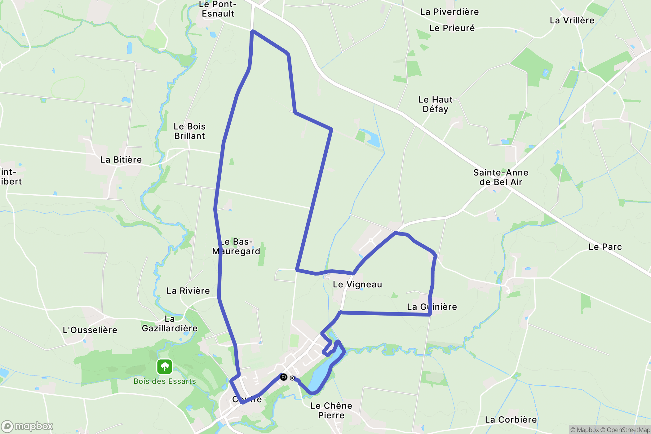 Couffé : carte du parcours de randonnée - France