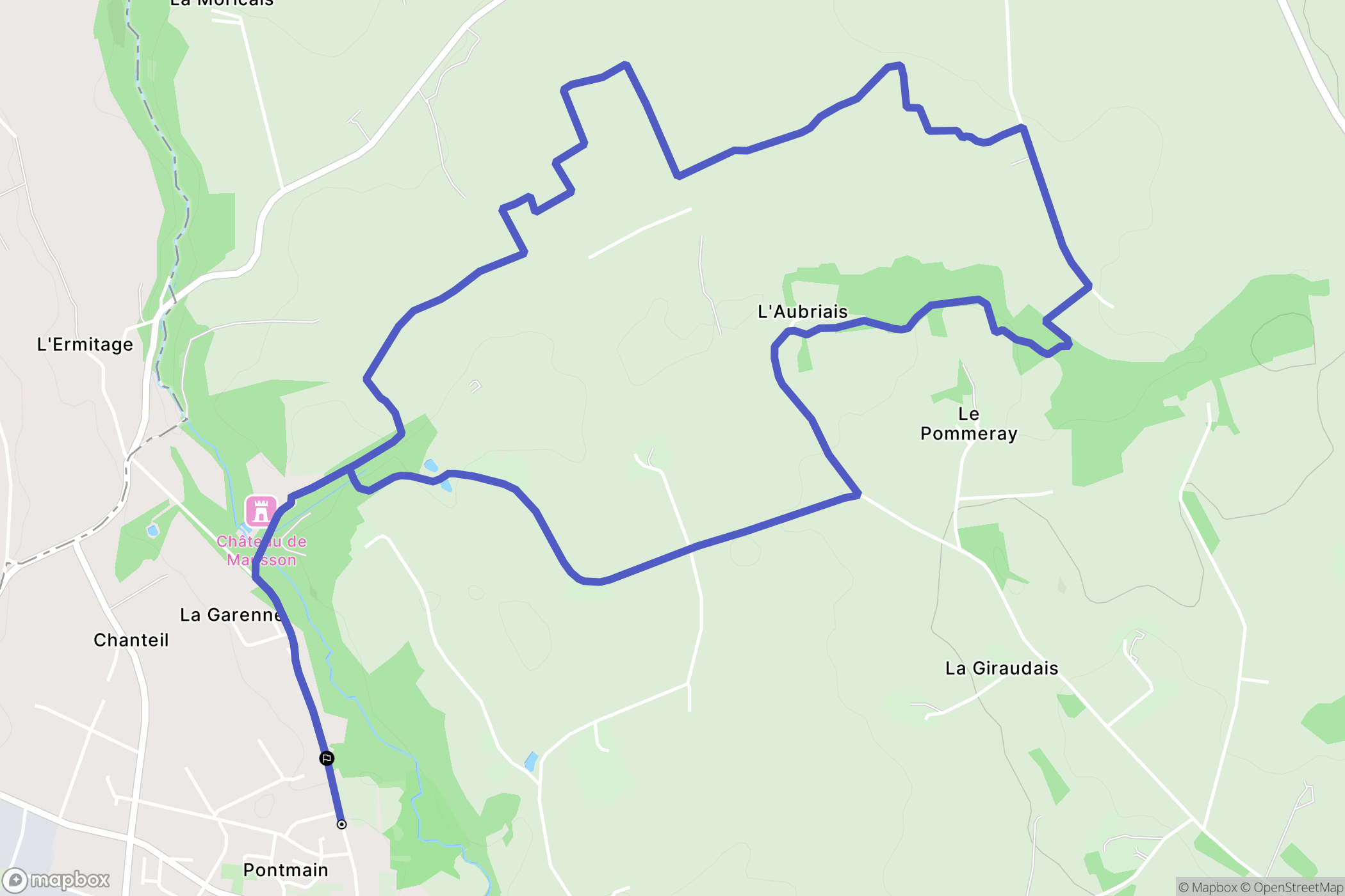 Pontmain : carte du parcours de randonnée - France