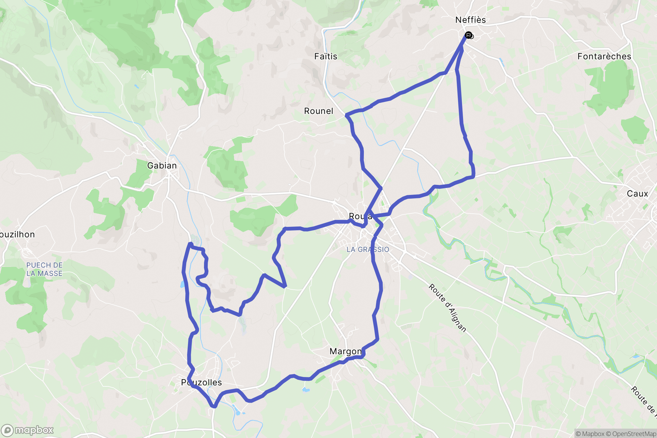Neffiès : carte du parcours de randonnée - France