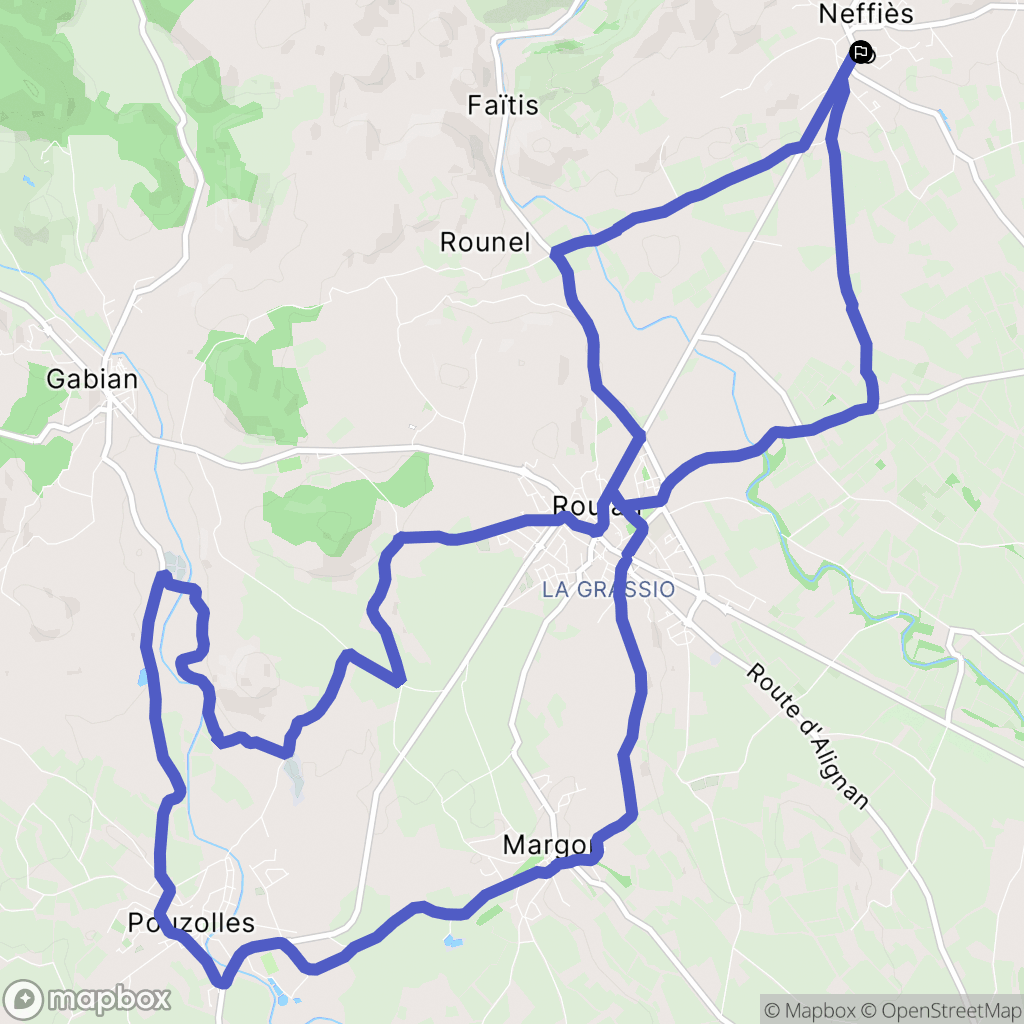 Neffiès : carte du parcours de randonnée - France