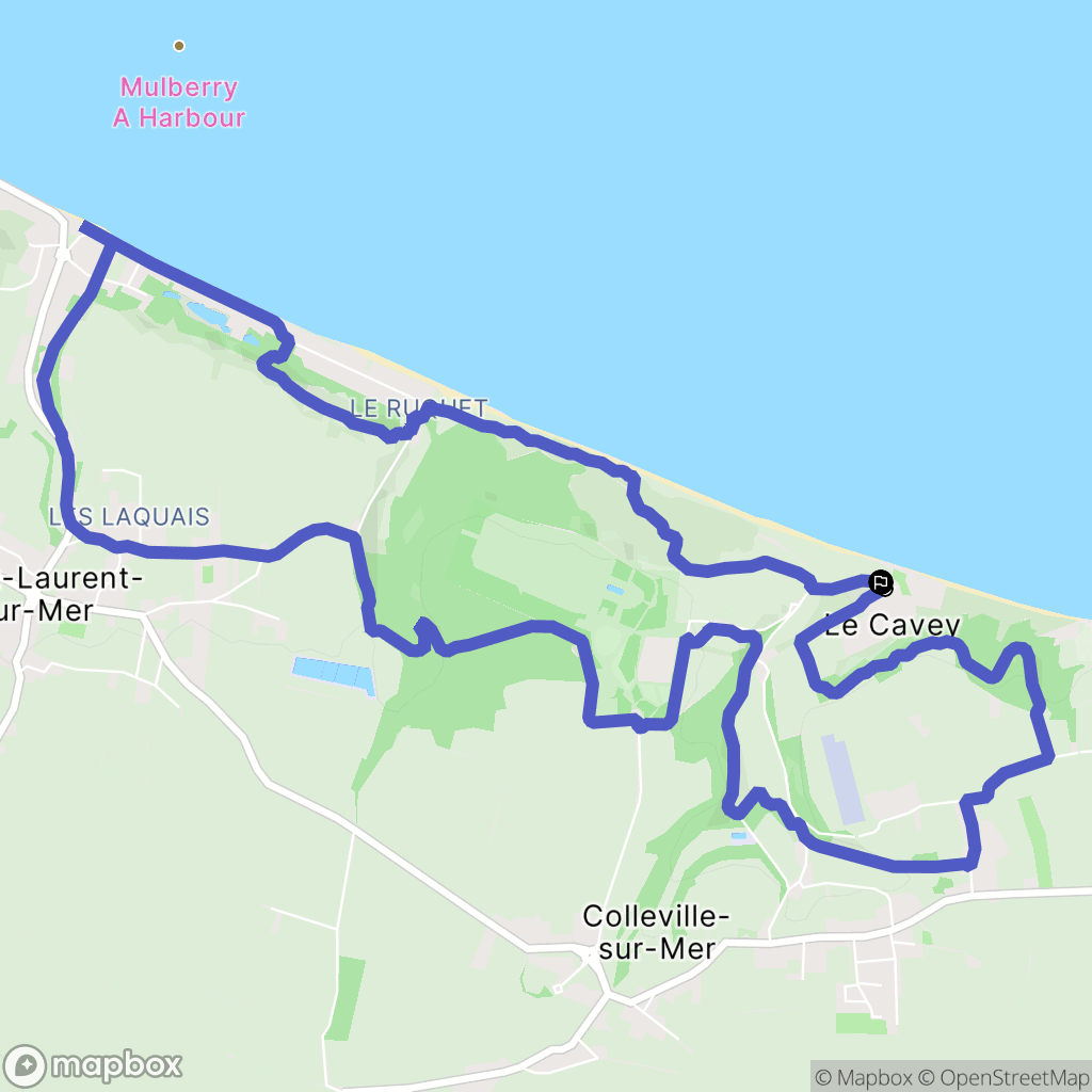 Colleville-sur-Mer : carte du parcours de randonnée - France