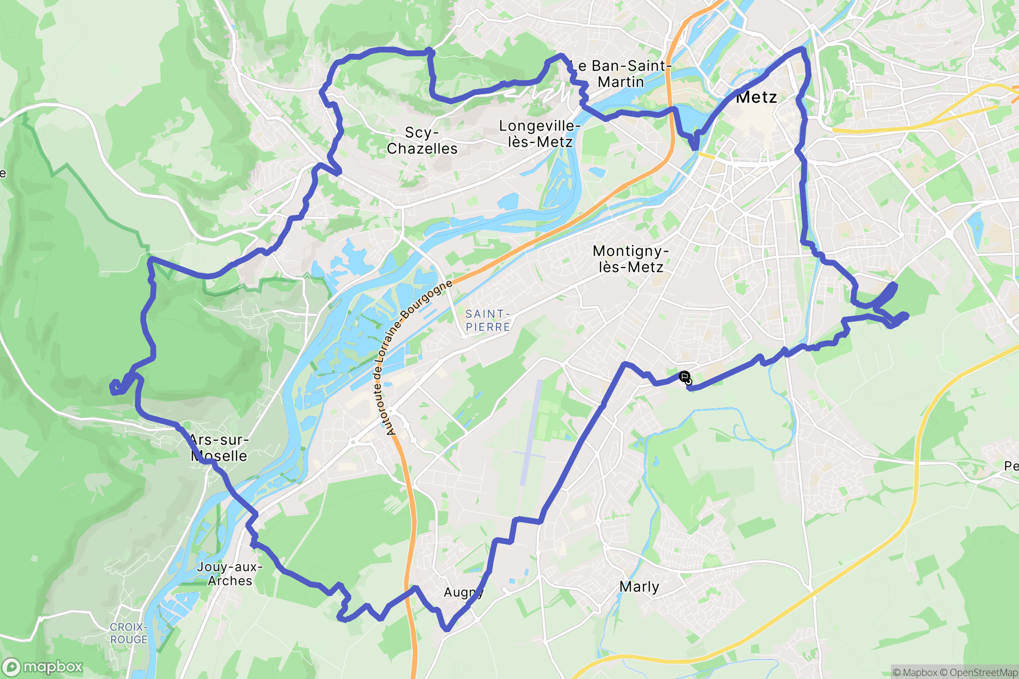 Montigny-lès-Metz : carte du parcours de randonnée - France