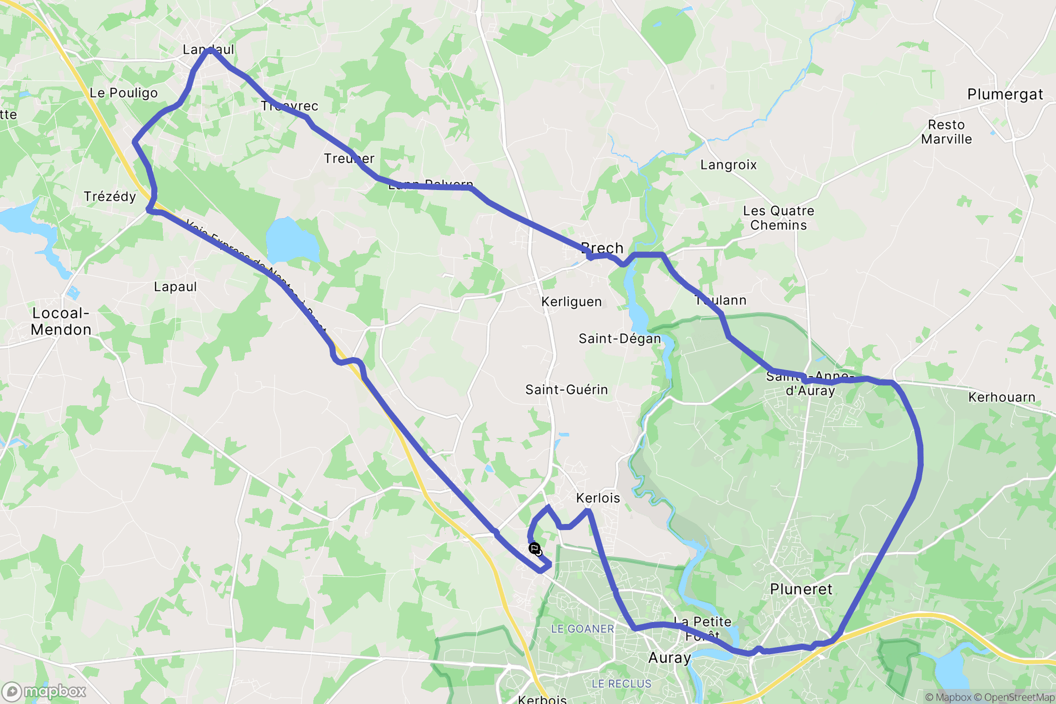 Brech : carte du parcours de randonnée - France