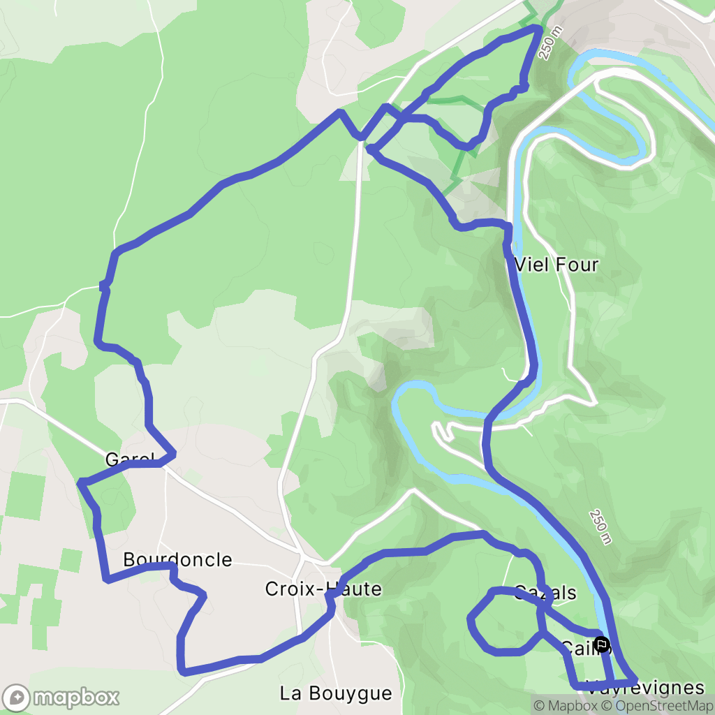 Cazals : carte du parcours de randonnée - France