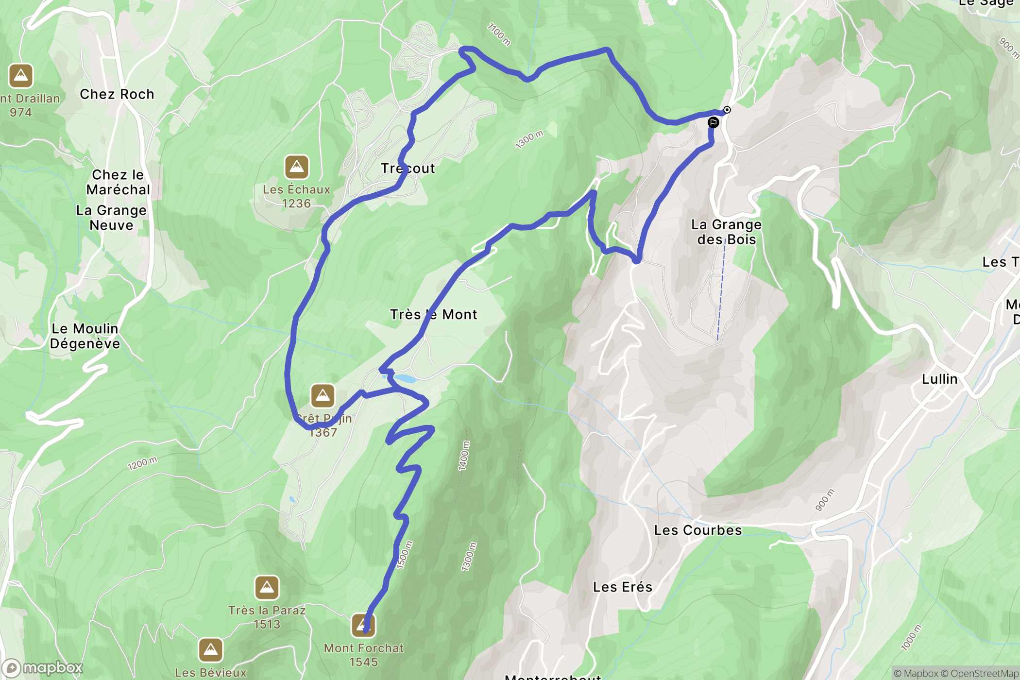 Lullin : carte du parcours de randonnée - France
