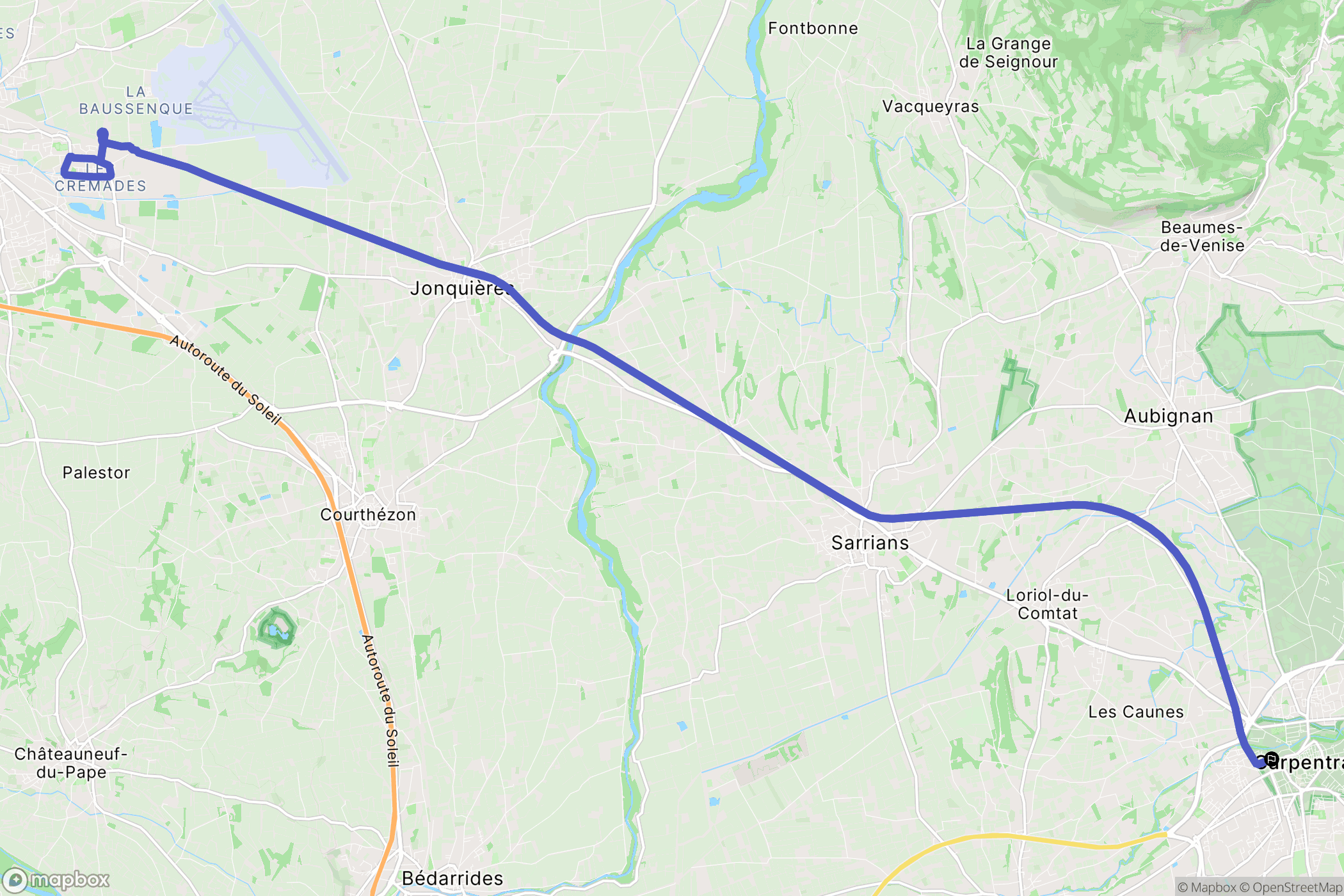 Carpentras : carte du parcours de randonnée - France
