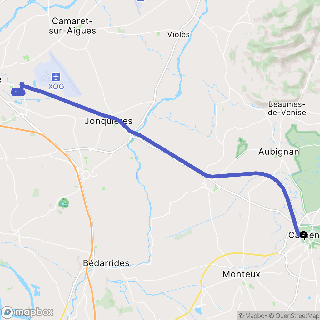 Carpentras : carte du parcours de randonnée - France