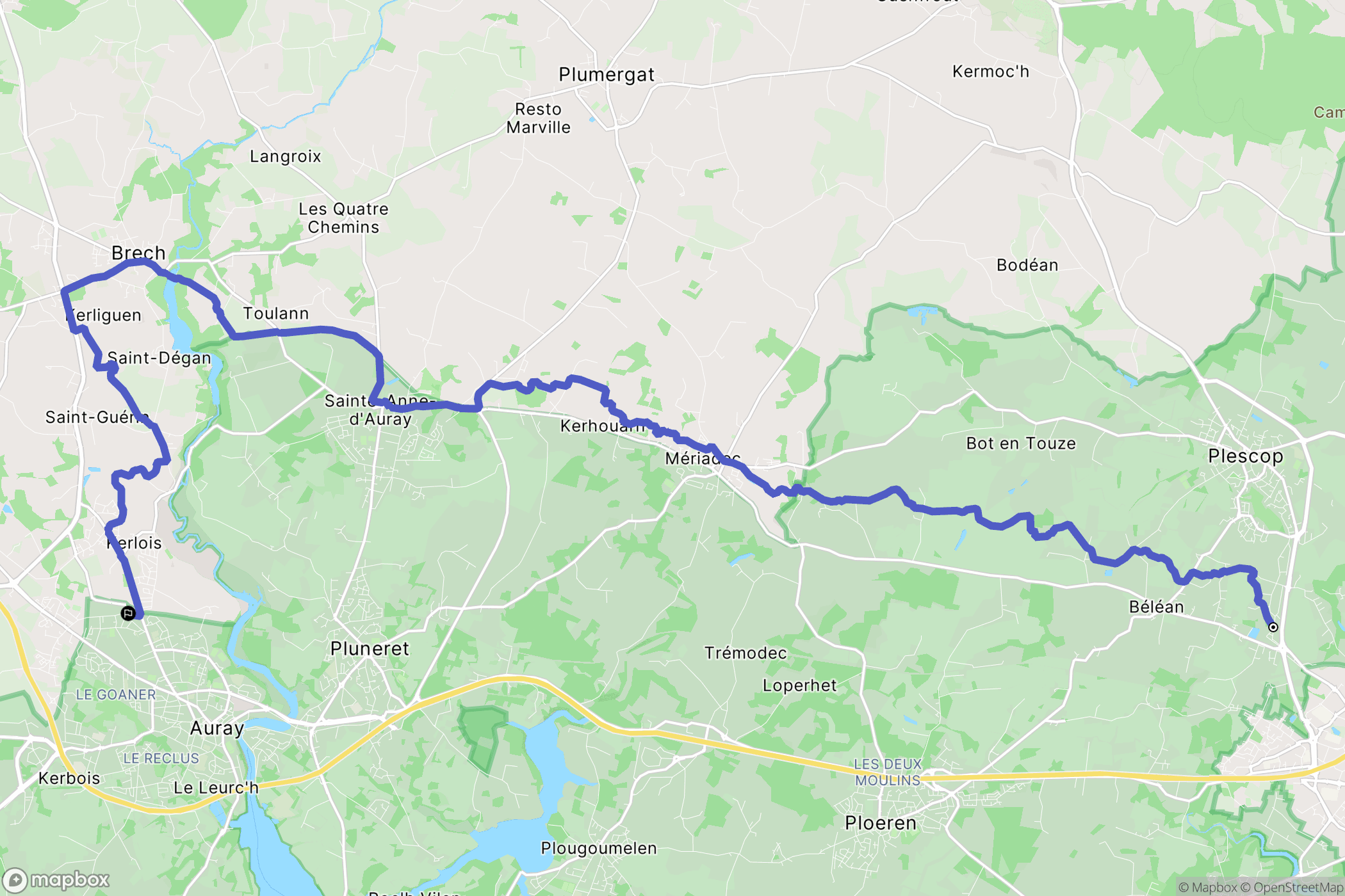 Plescop : carte du parcours de randonnée - France