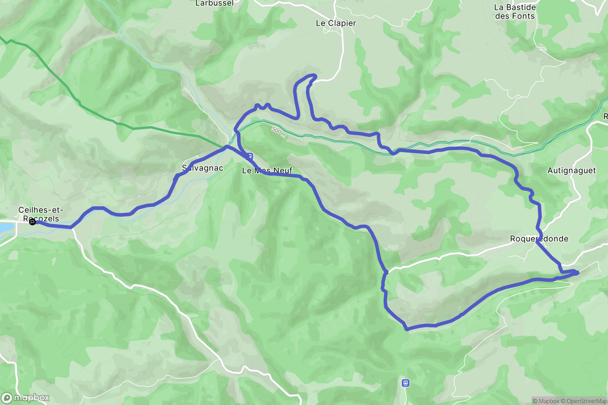 Ceilhes-et-Rocozels : carte du parcours de randonnée - France