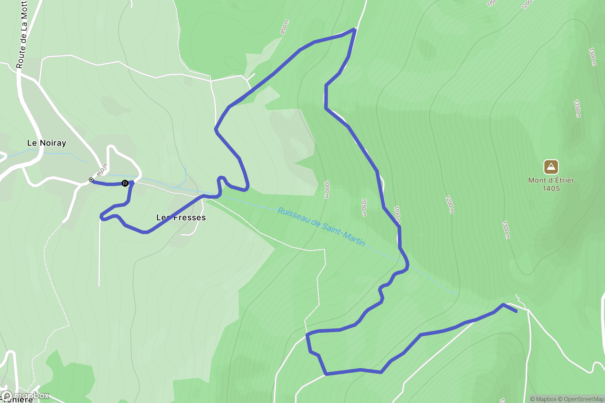 La Motte-en-Bauges : carte du parcours de randonnée - France