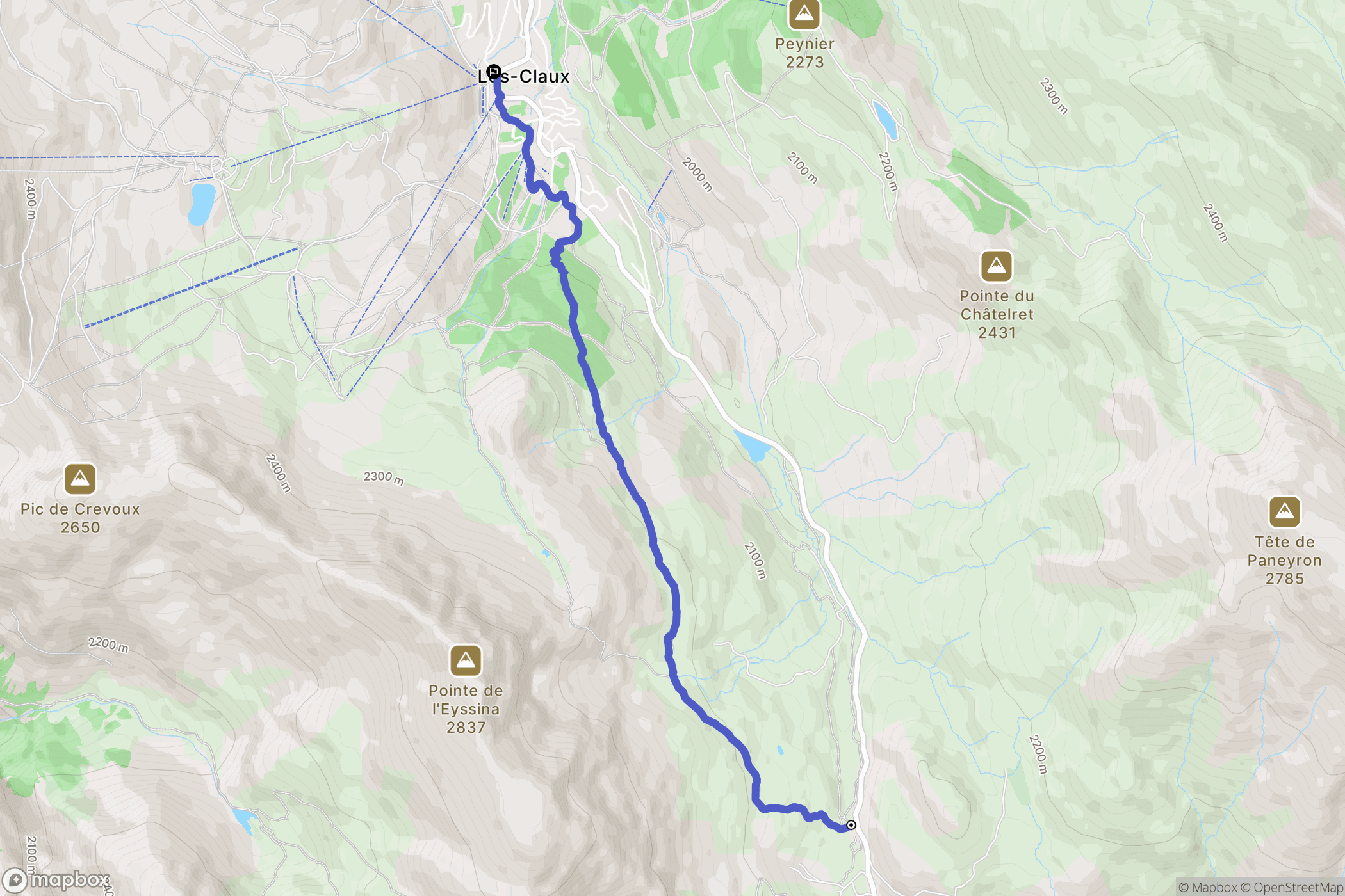 Vars : carte du parcours de randonnée - France
