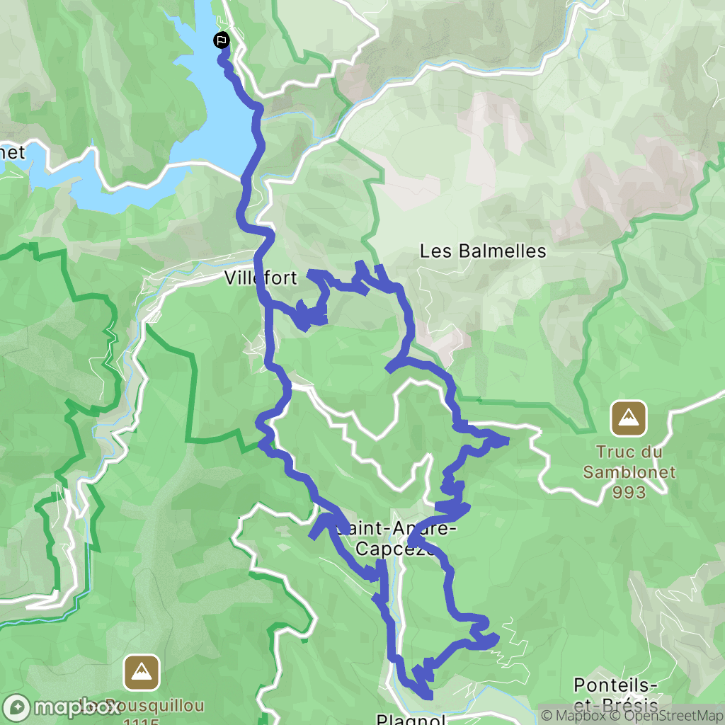 Pourcharesses : carte du parcours de randonnée - France