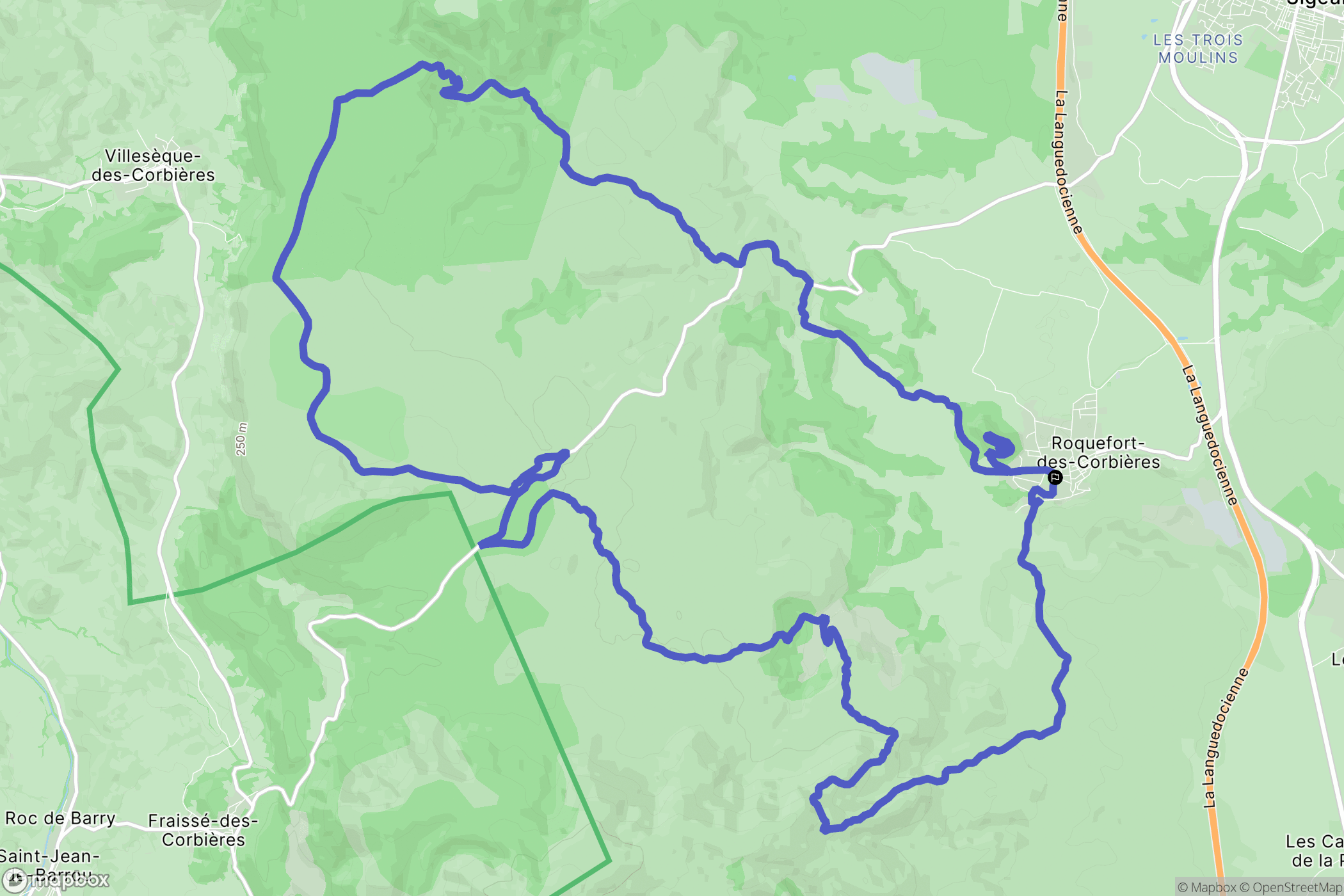 Roquefort-des-Corbières : carte du parcours de randonnée - France