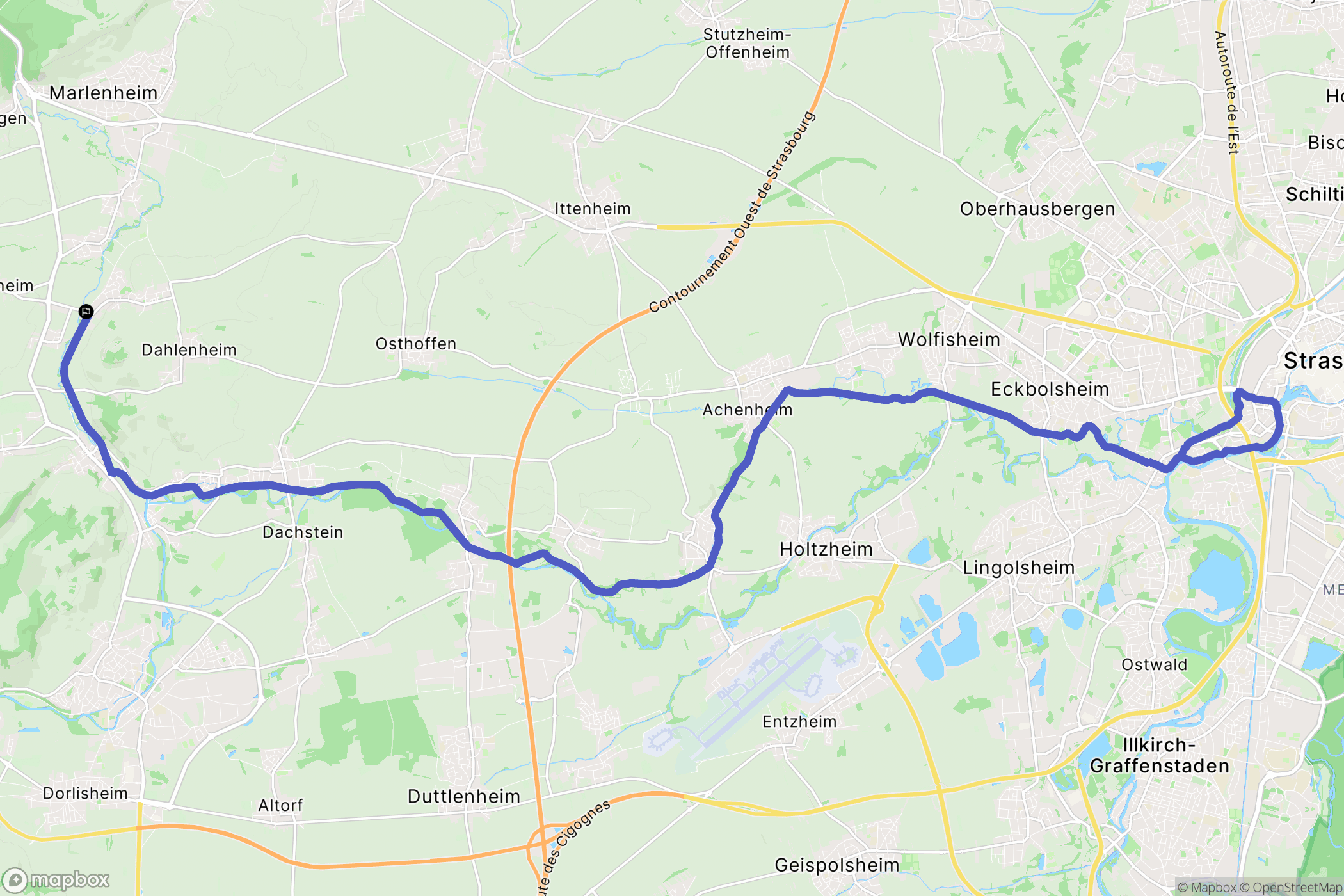 Scharrachbergheim-Irmstett : carte du parcours de randonnée - France