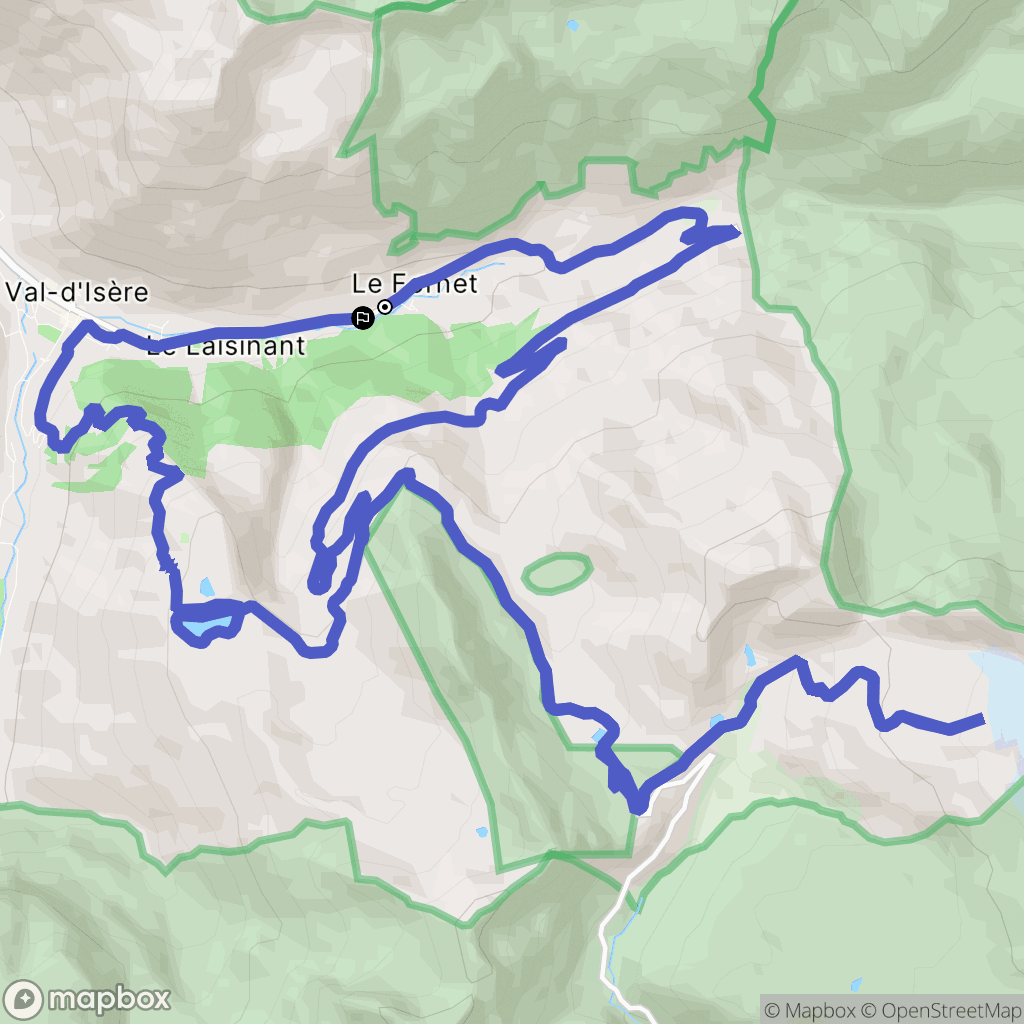Val-d'Isère : carte du parcours de randonnée - France