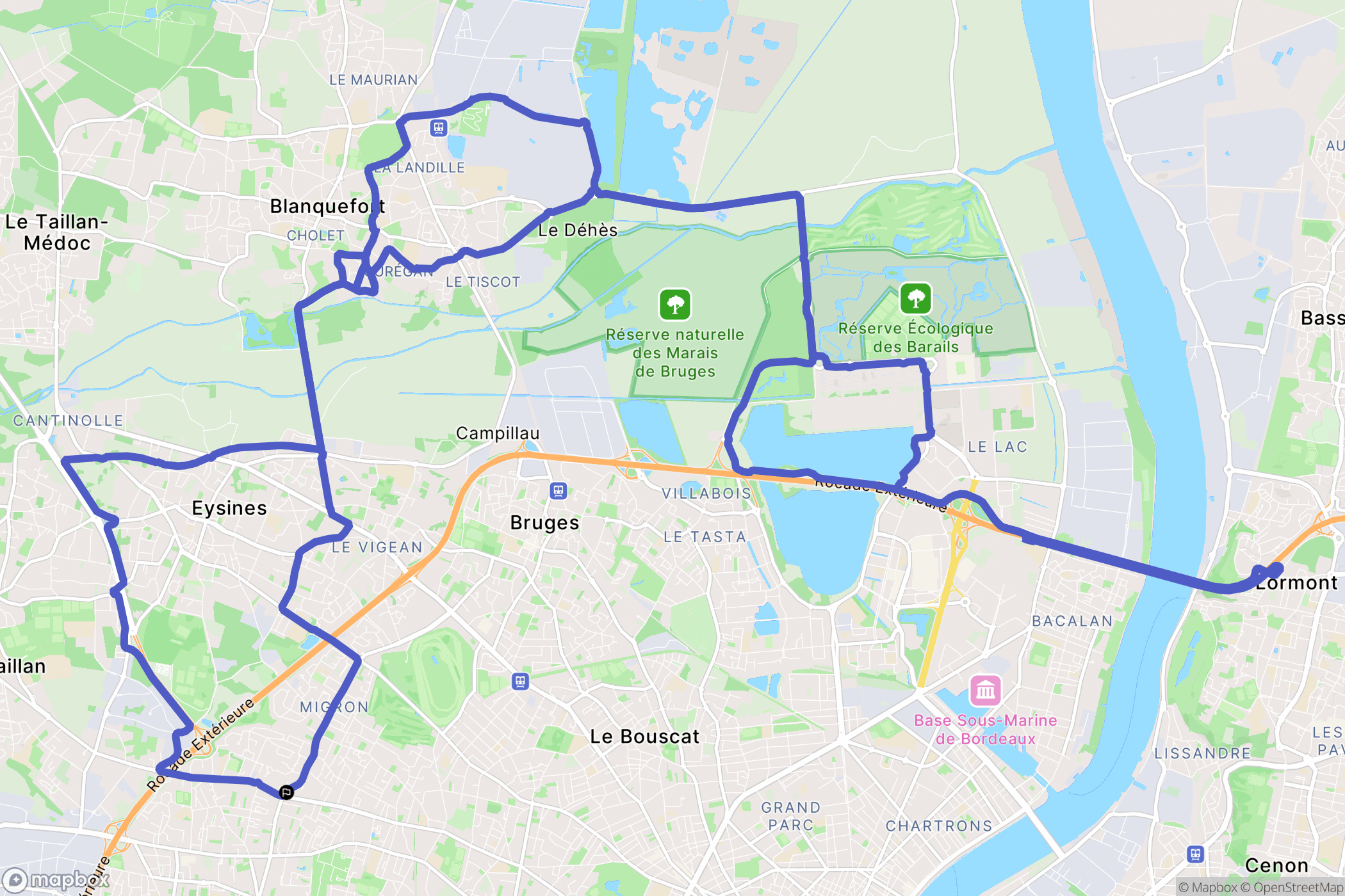 Eysines : carte du parcours de randonnée - France