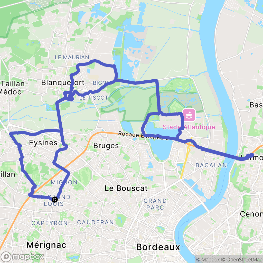 Eysines : carte du parcours de randonnée - France