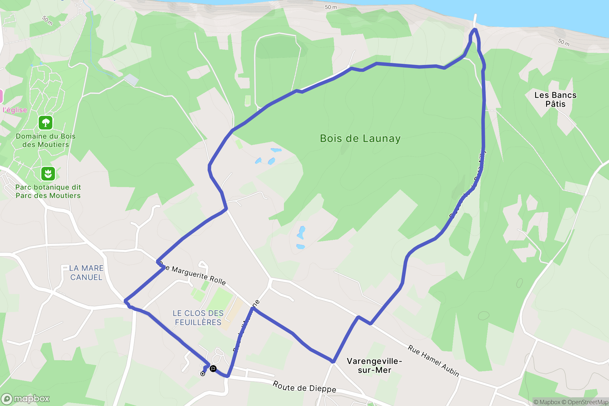 Varengeville-sur-Mer : carte du parcours de randonnée - France