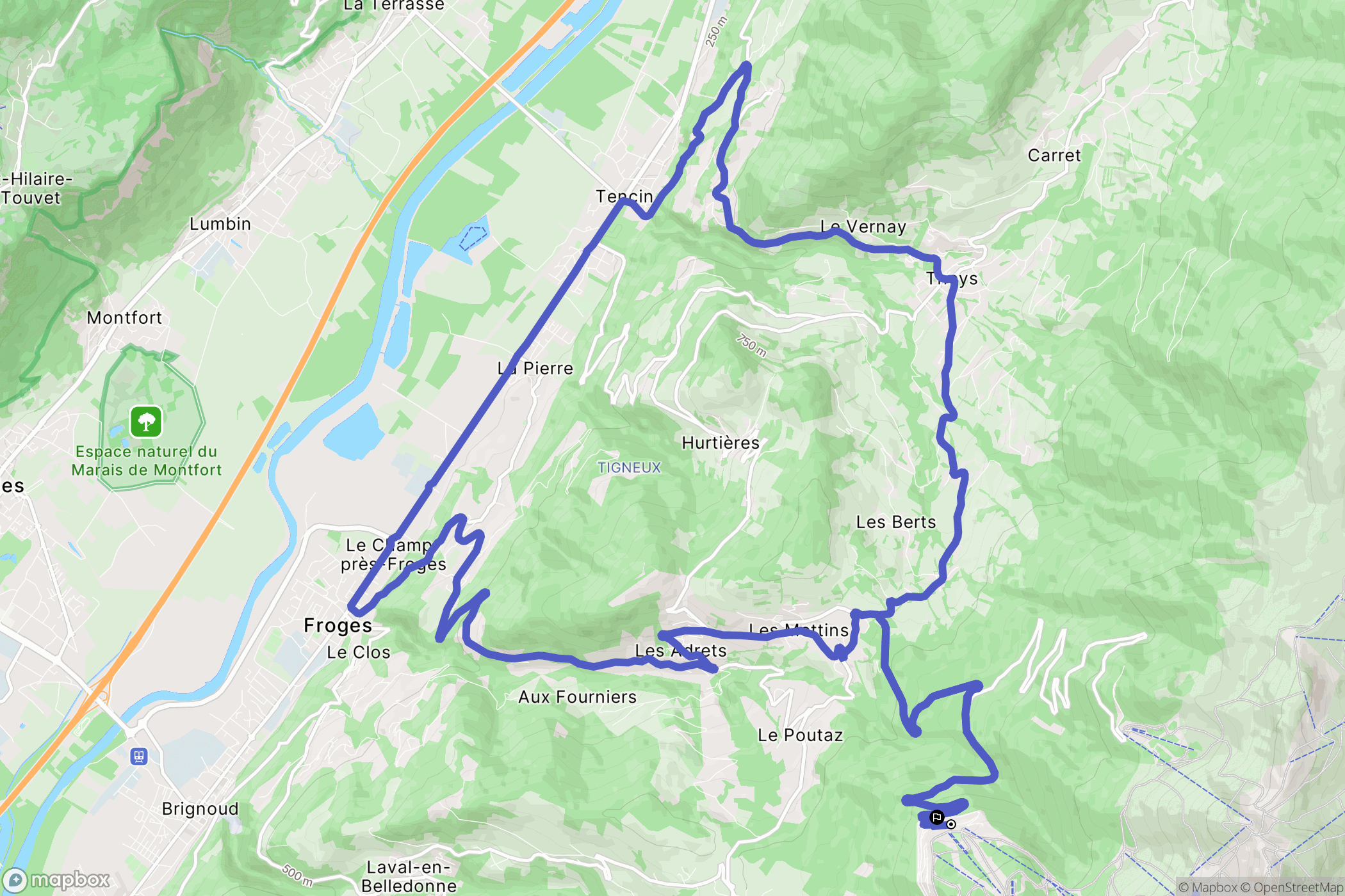 Les Adrets : carte du parcours de randonnée - France