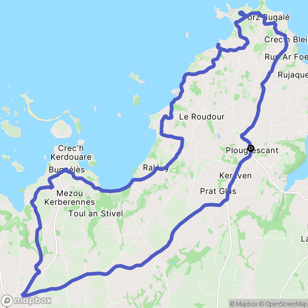 Plougrescant : carte du parcours de randonnée - France