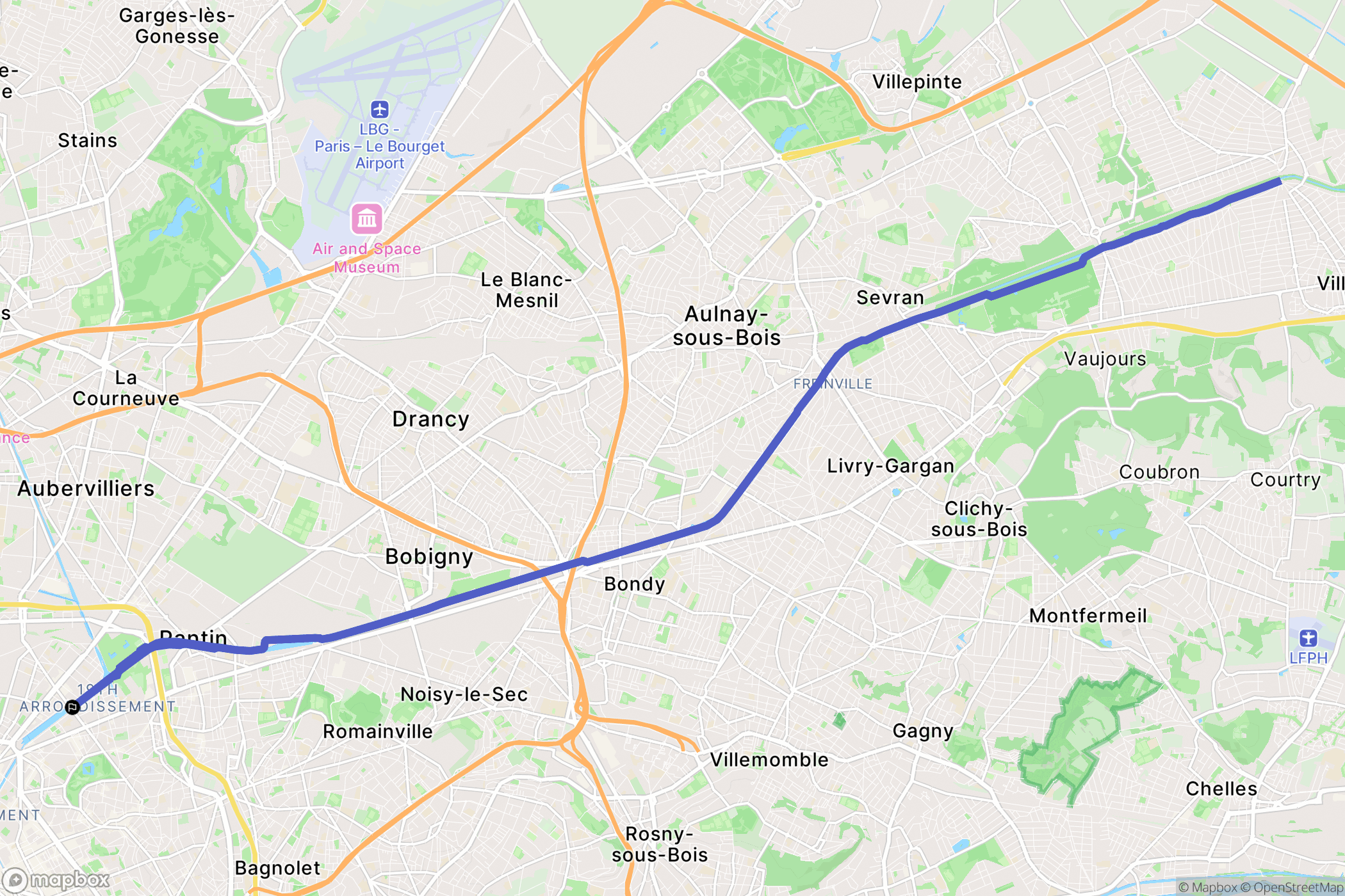 Paris : carte du parcours de randonnée - France
