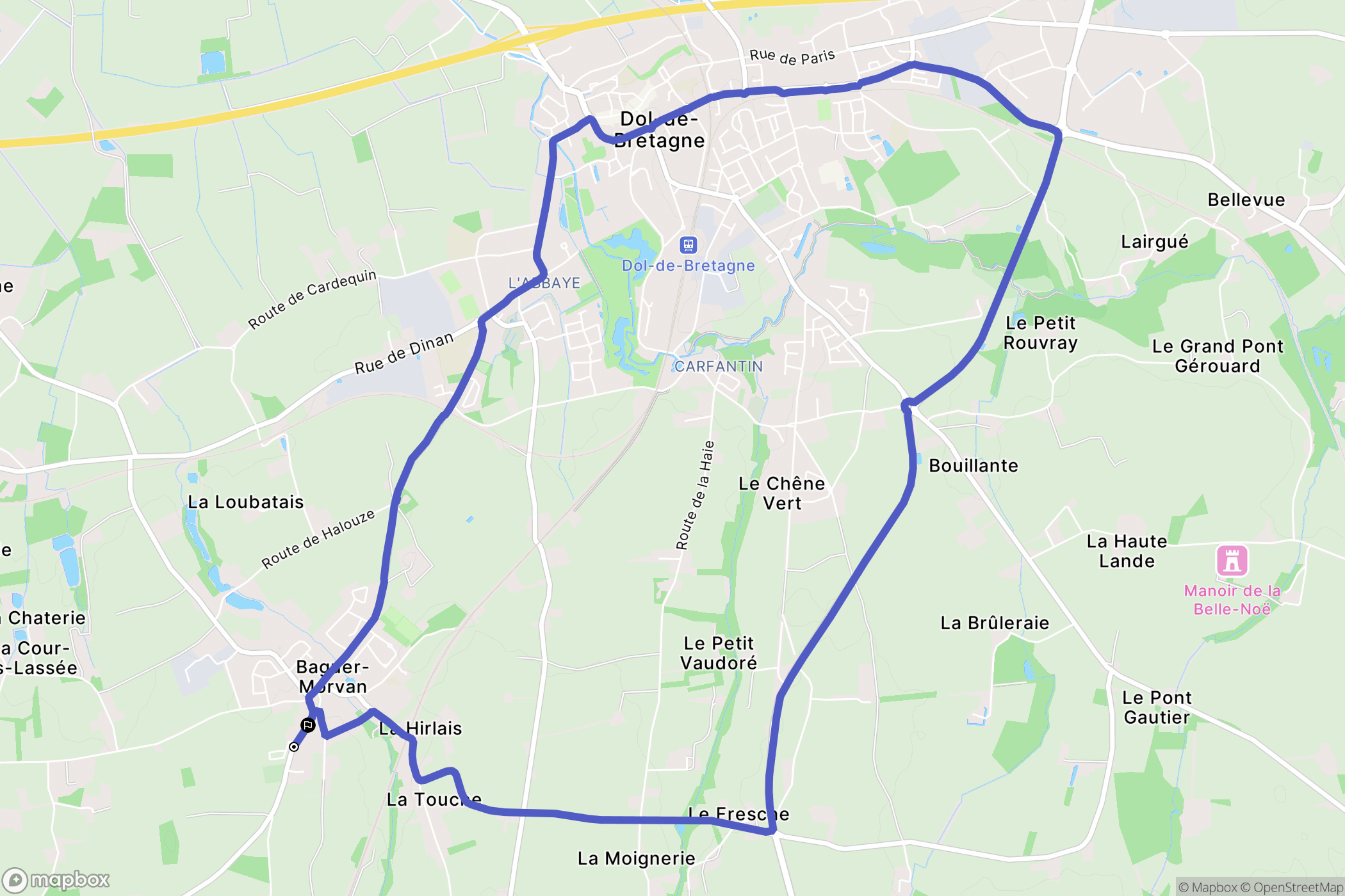 Baguer-Morvan : carte du parcours de randonnée - France