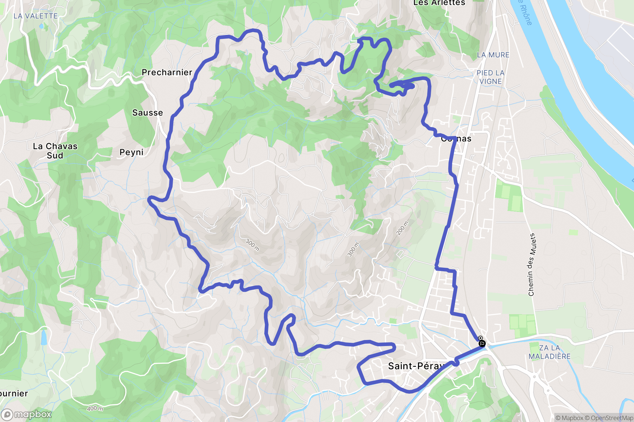 Saint-Péray : carte du parcours de randonnée - France