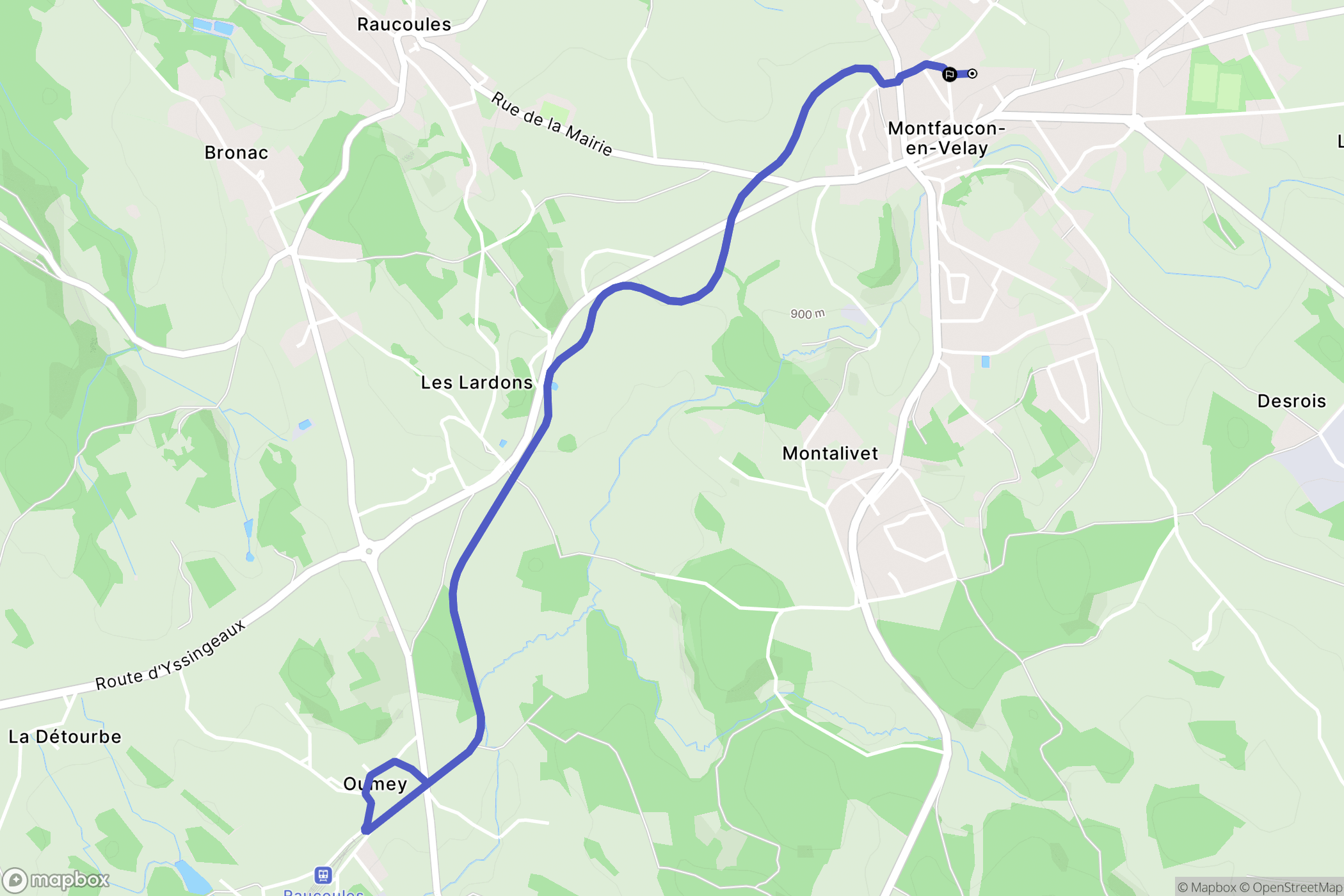 Montfaucon-en-Velay : carte du parcours de randonnée - France
