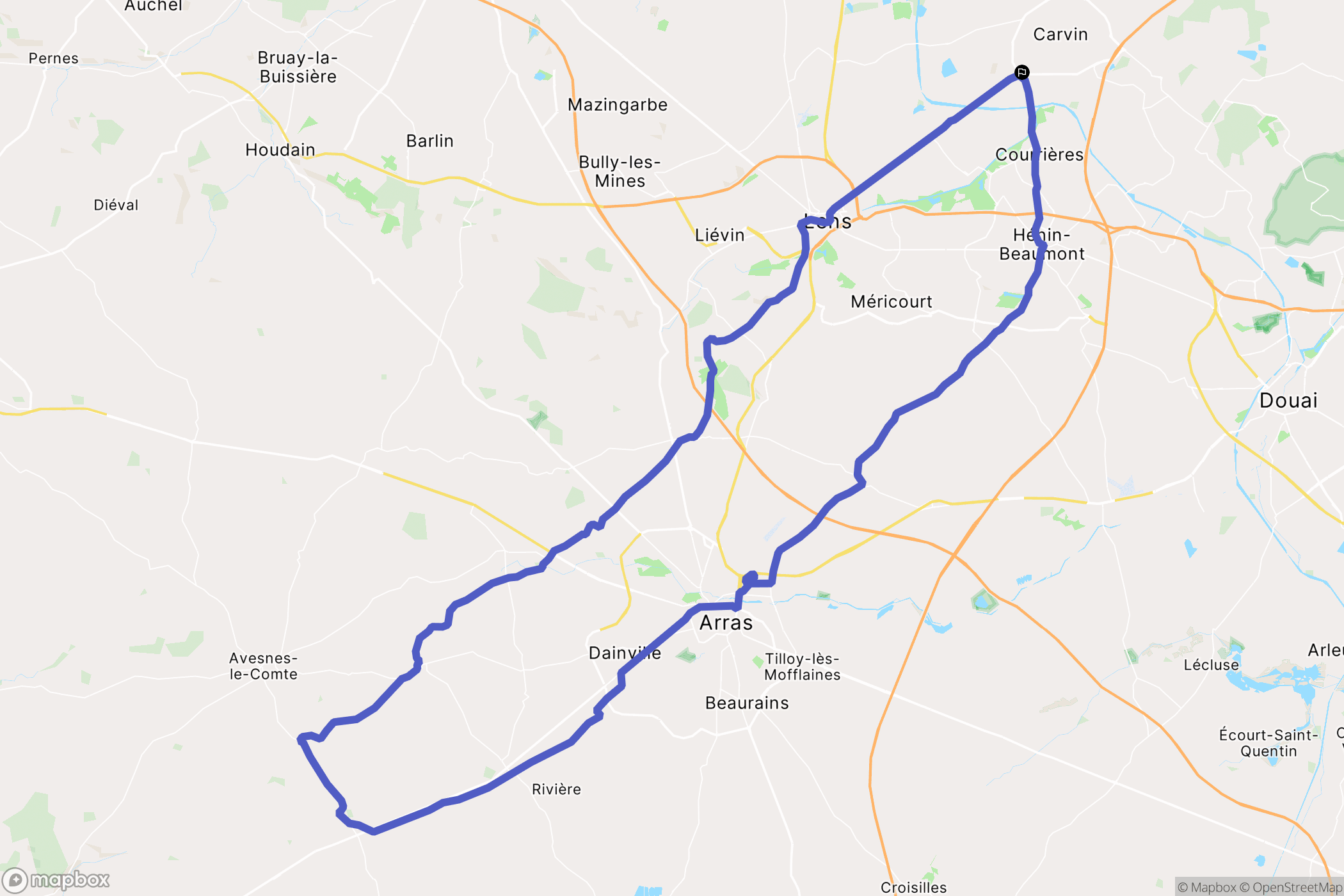Carvin : carte du parcours de randonnée - France