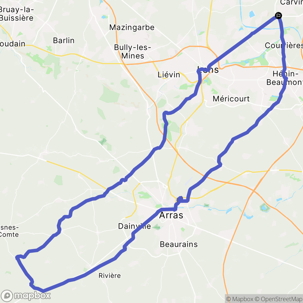 Carvin : carte du parcours de randonnée - France