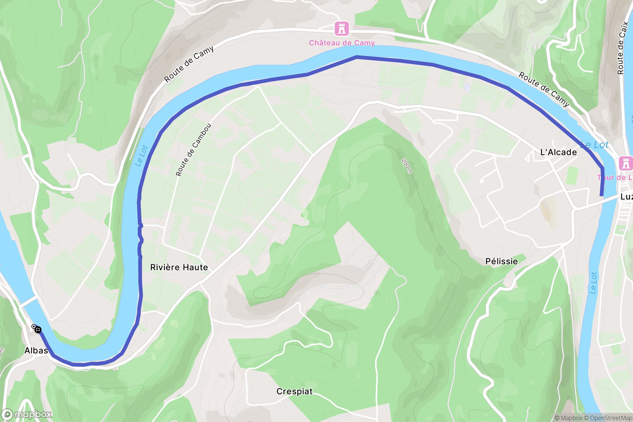 Albas : carte du parcours de randonnée - France