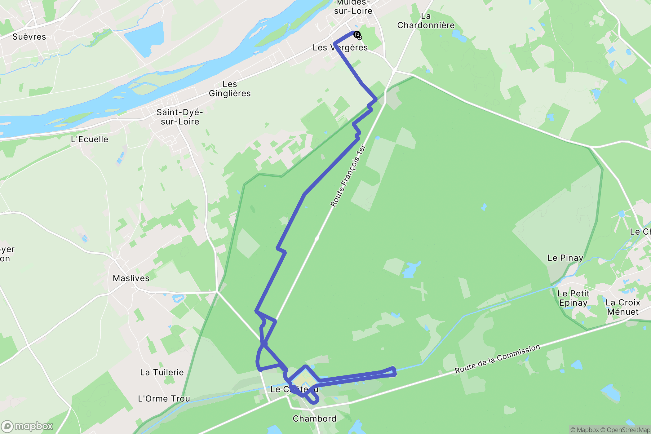 Muides-sur-Loire : carte du parcours de randonnée - France