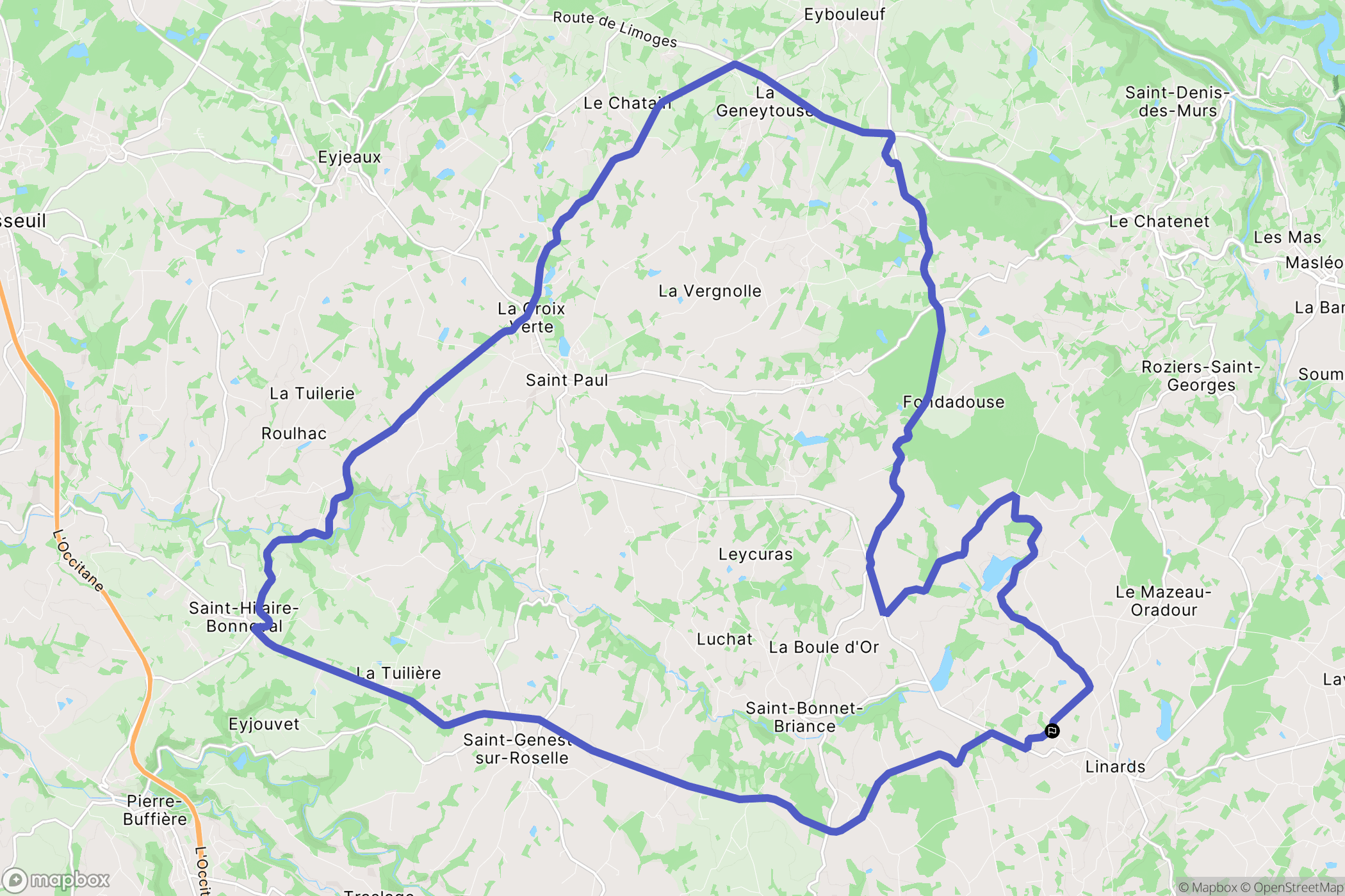 Linards : carte du parcours de randonnée - France