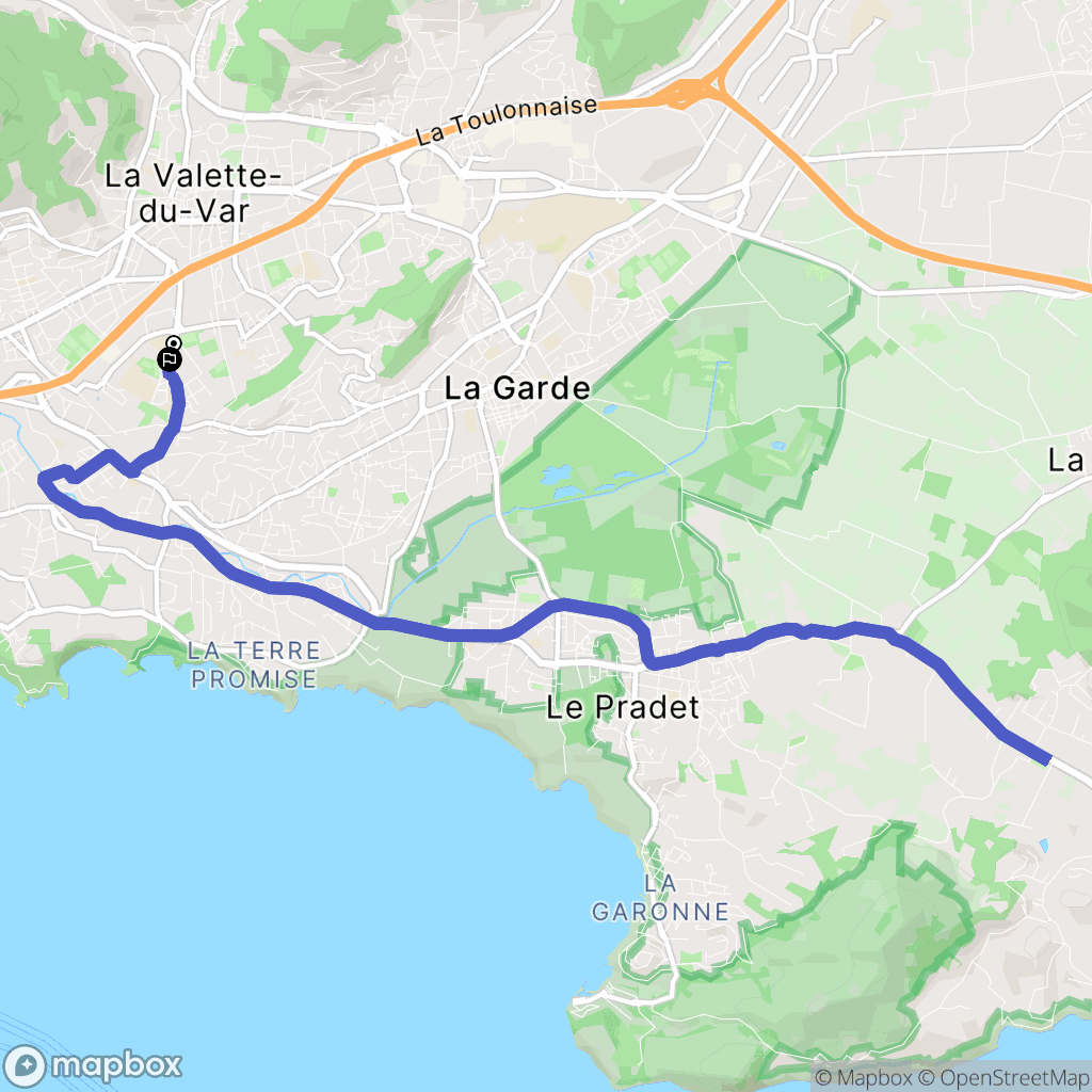 Toulon : carte du parcours de randonnée - France