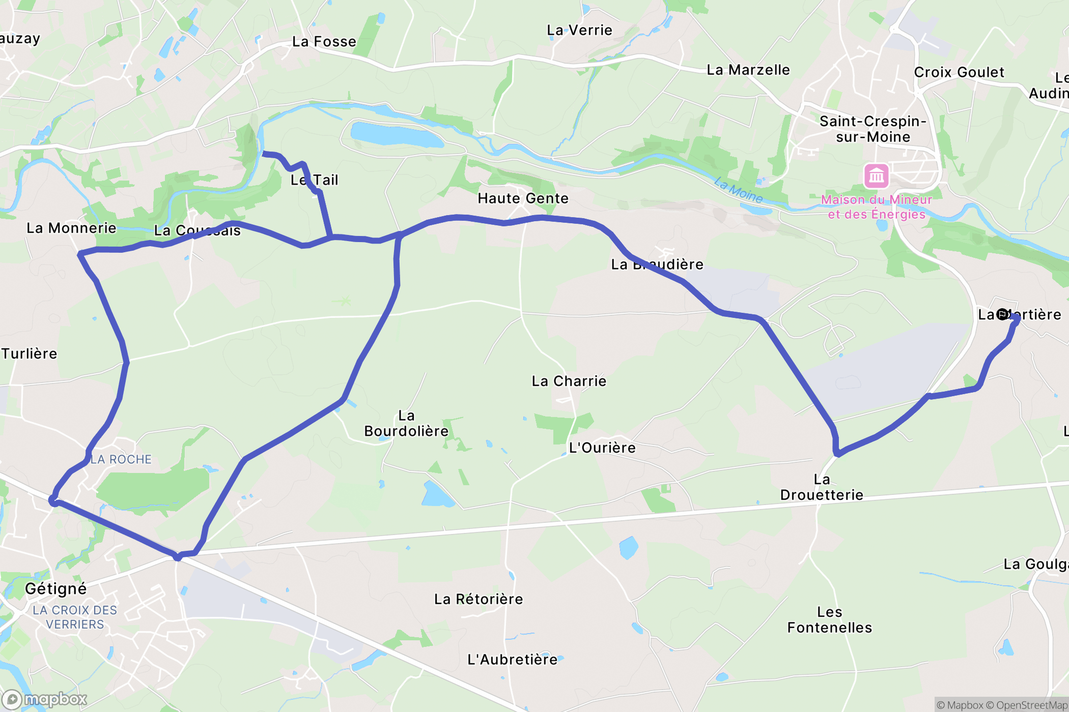 Gétigné : carte du parcours de randonnée - France