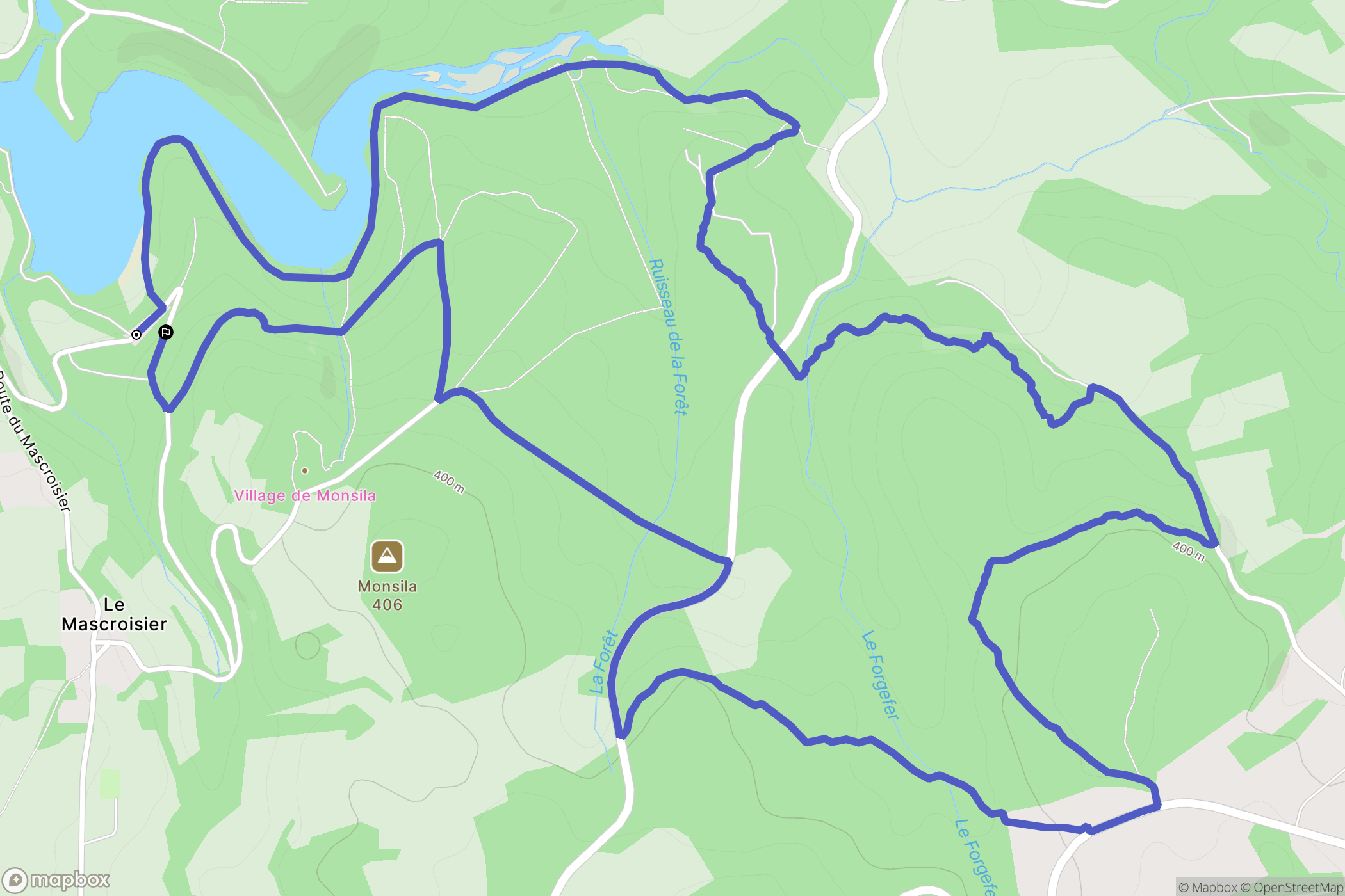 Laurière : carte du parcours de randonnée - France